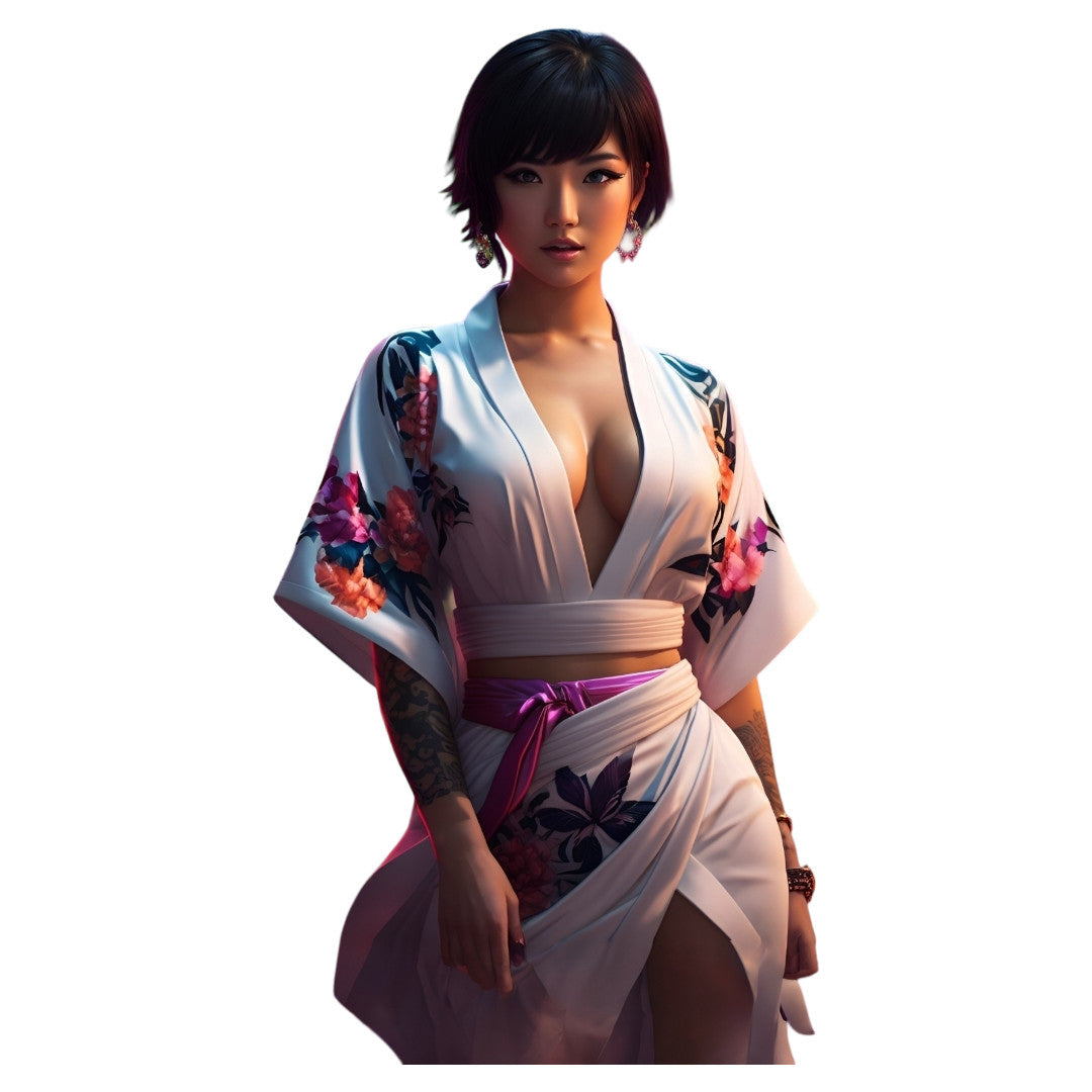 Set 3 bucati, Sticker decorativ, Japoneza tunsa scurt, Rezistent la apa, NO1814, 6 cm, Multicolor