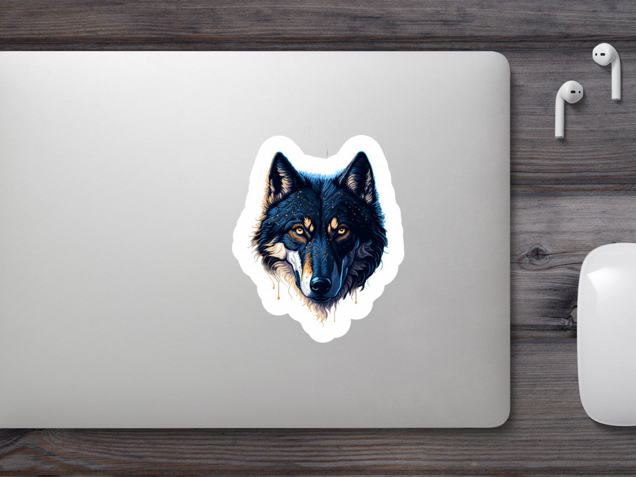 Set 3 bucati, Sticker decorativ, Lup intunecat, Rezistent la apa, NO1974, 6 cm, Multicolor