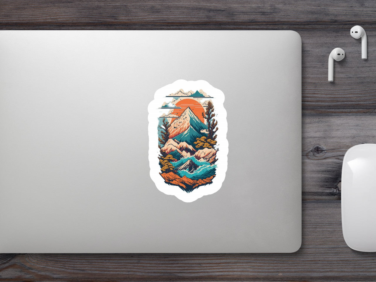 Set 3 bucati, Sticker decorativ, Munti si vai, Rezistent la apa, NO1538, 6 cm, Multicolor