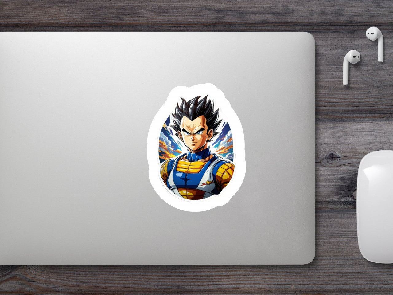 Set 3 bucati, Sticker decorativ, Personaj Vegeta Dragon Ball in costum, Rezistent la apa, NO2204, 6 cm, Multicolor