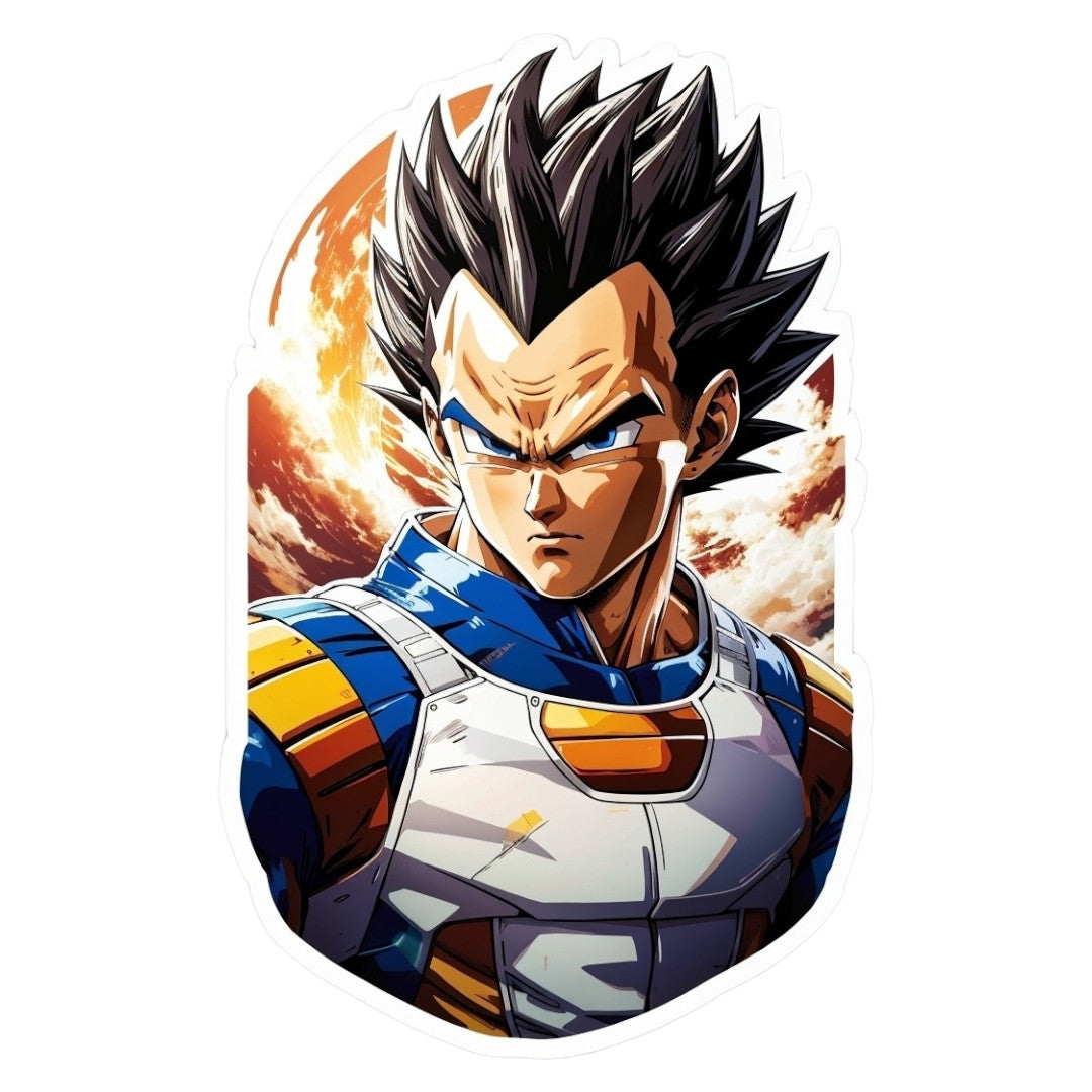 Set 3 bucati, Sticker decorativ, Personaj Vegeta Dragon Ball, Rezistent la apa, NO2208, 6 cm, Multicolor
