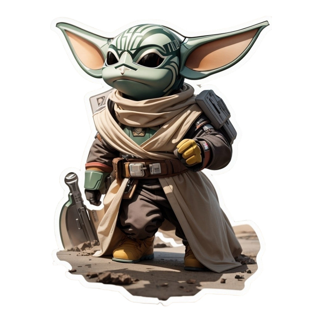 Set 3 bucati, Sticker decorativ, Personaj Yoda baby, Rezistent la apa, NO2084, 6 cm, Multicolor