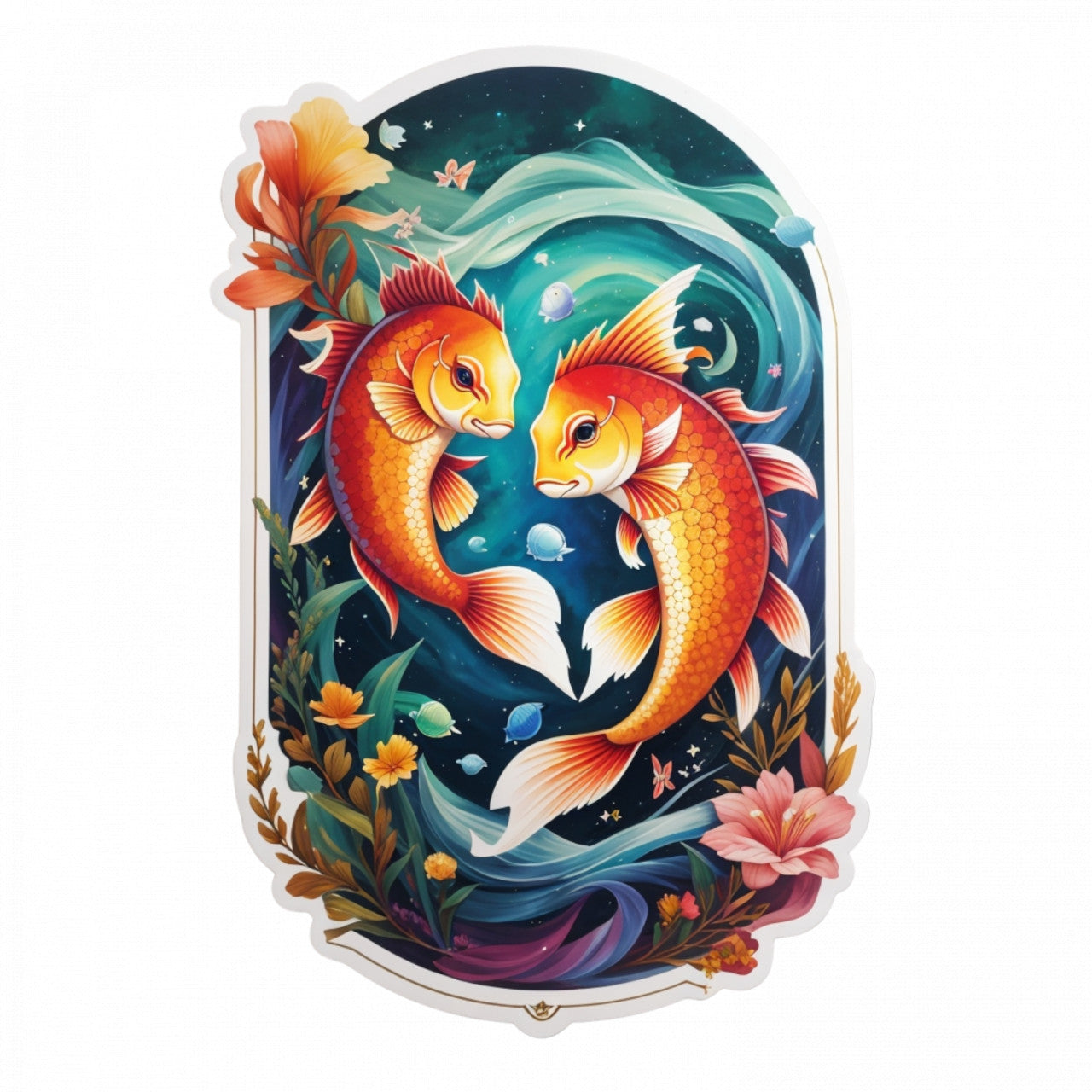 Set 3 bucati, Sticker decorativ, Pesti simbol zodia pesti, Rezistent la apa, NO1067, 6 cm, Multicolor