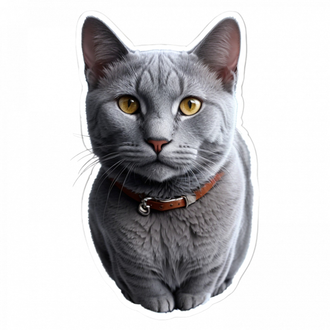 Set 3 bucati, Sticker decorativ, Pisica albastru de rusia cu zgarda, Rezistent la apa, NO1159, 6 cm, Multicolor