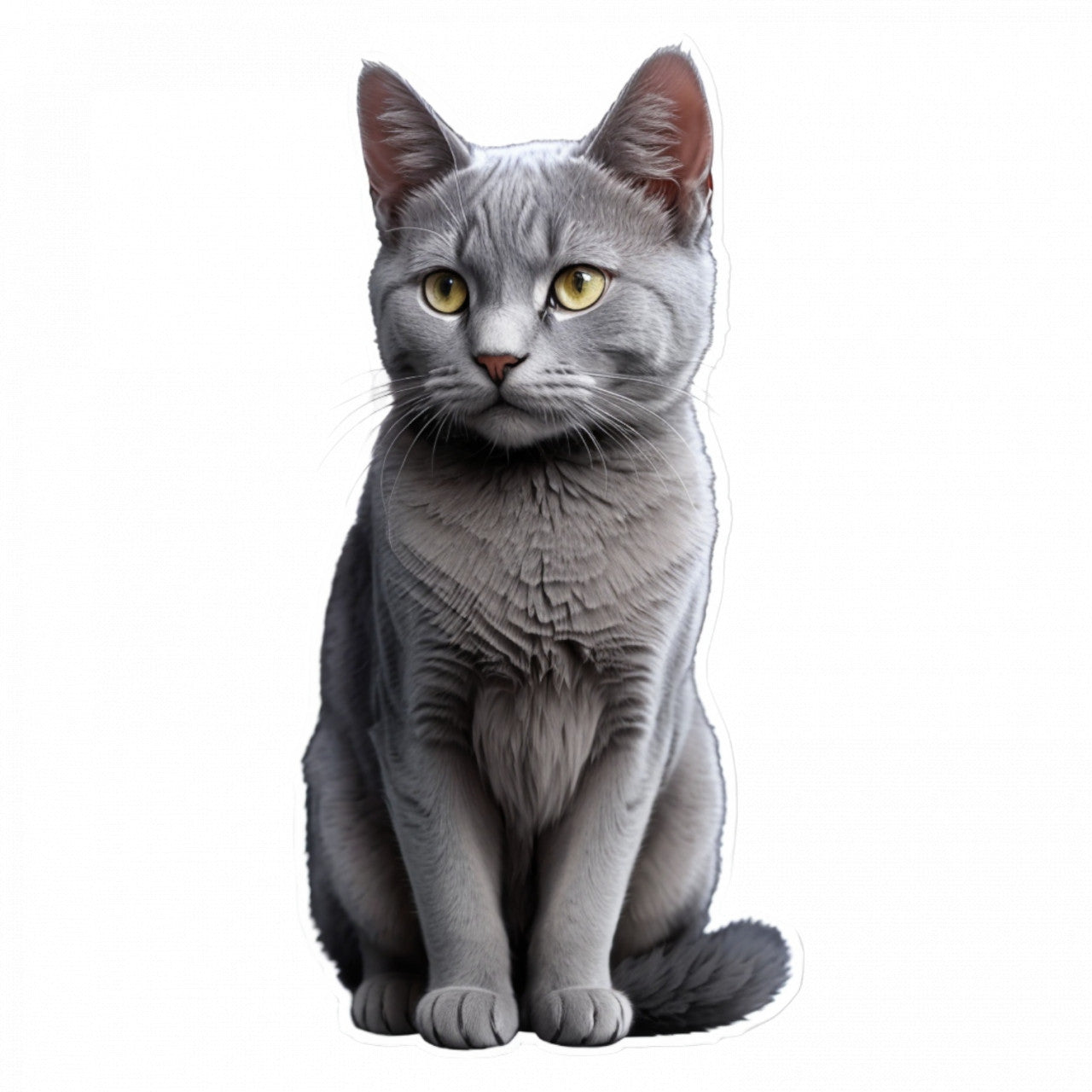 Set 3 bucati, Sticker decorativ, Pisica albastru de rusia, Rezistent la apa, NO1157, 6 cm, Multicolor