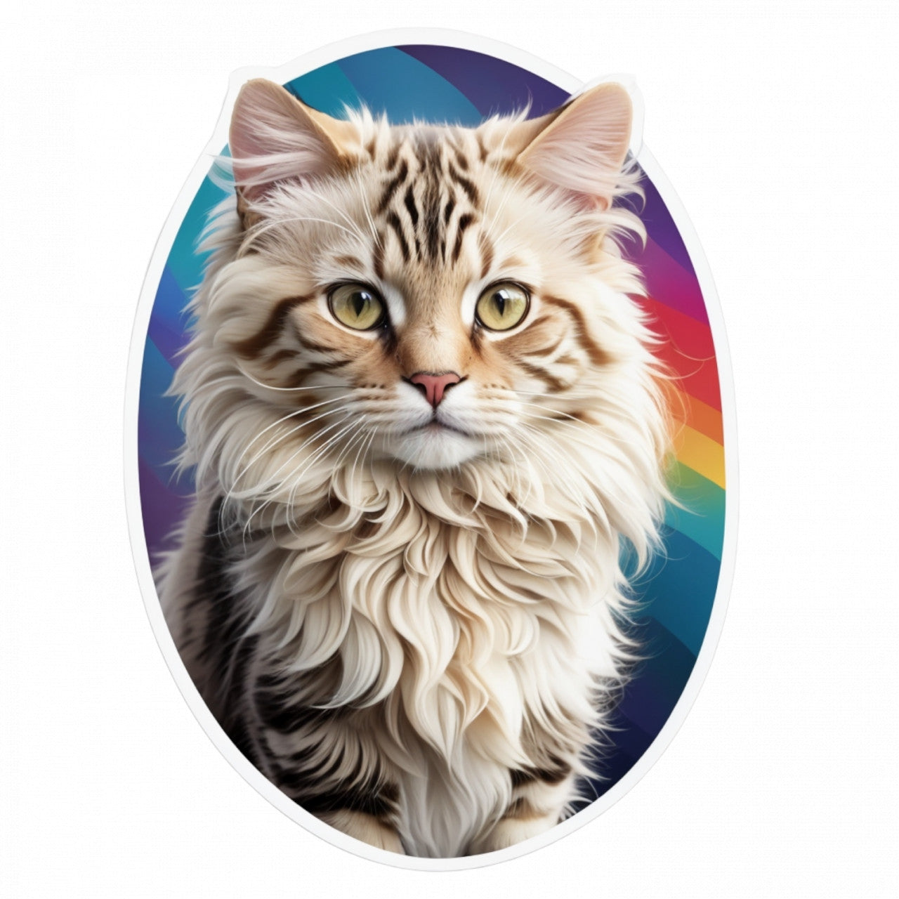 Set 3 bucati, Sticker decorativ, Pisica American Curl cu mustati lungi, Rezistent la apa, NO202, 6 cm, Multicolor