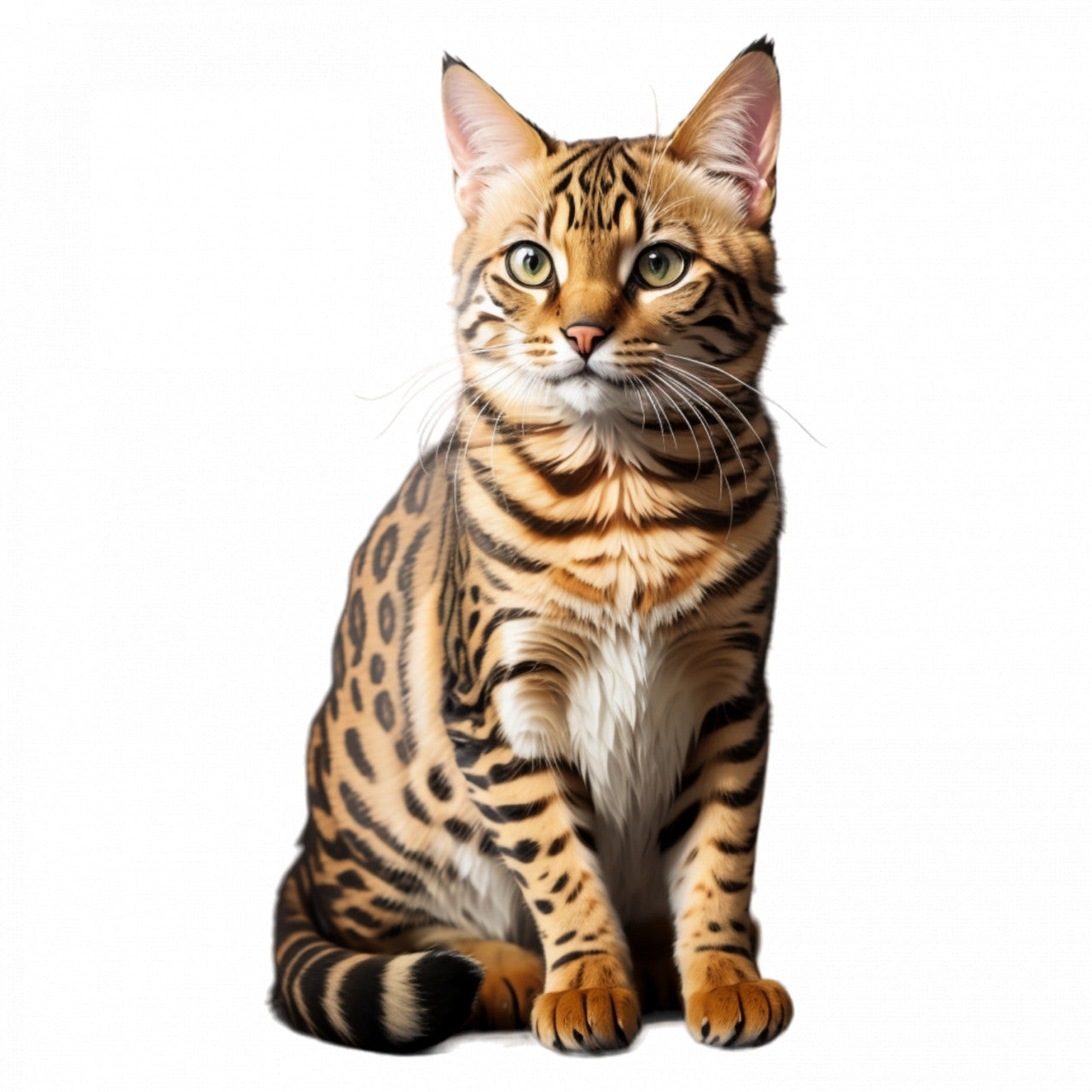 Set 3 bucati, Sticker decorativ, Pisica bengaleza, Rezistent la apa, NO42, 6 cm, Multicolor