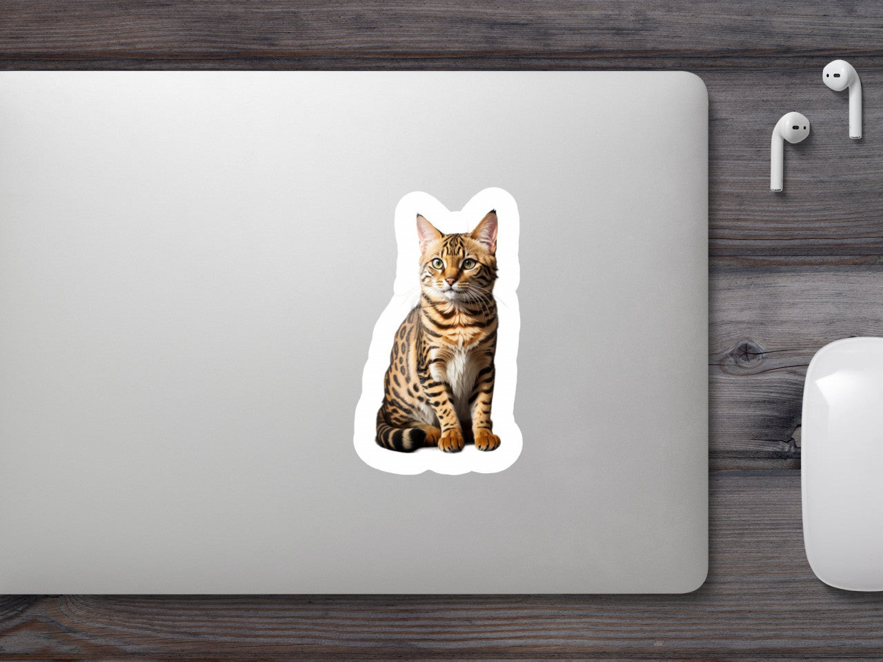 Set 3 bucati, Sticker decorativ, Pisica bengaleza, Rezistent la apa, NO42, 6 cm, Multicolor