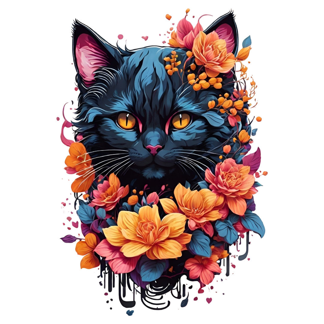 Set 3 bucati, Sticker decorativ, Pisica cu ghirlanda, Rezistent la apa, NO1930, 6 cm, Multicolor