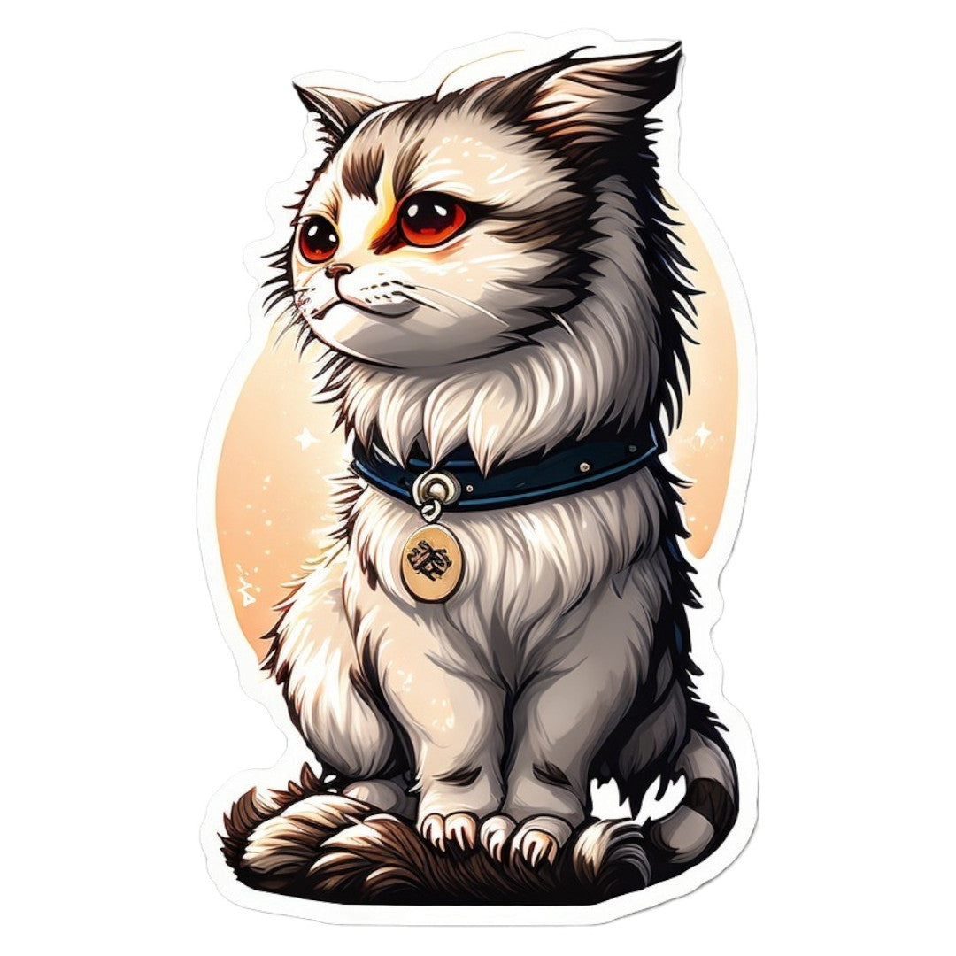 Set 3 bucati, Sticker decorativ, Pisica cu medalion, Rezistent la apa, NO2330, 6 cm, Multicolor