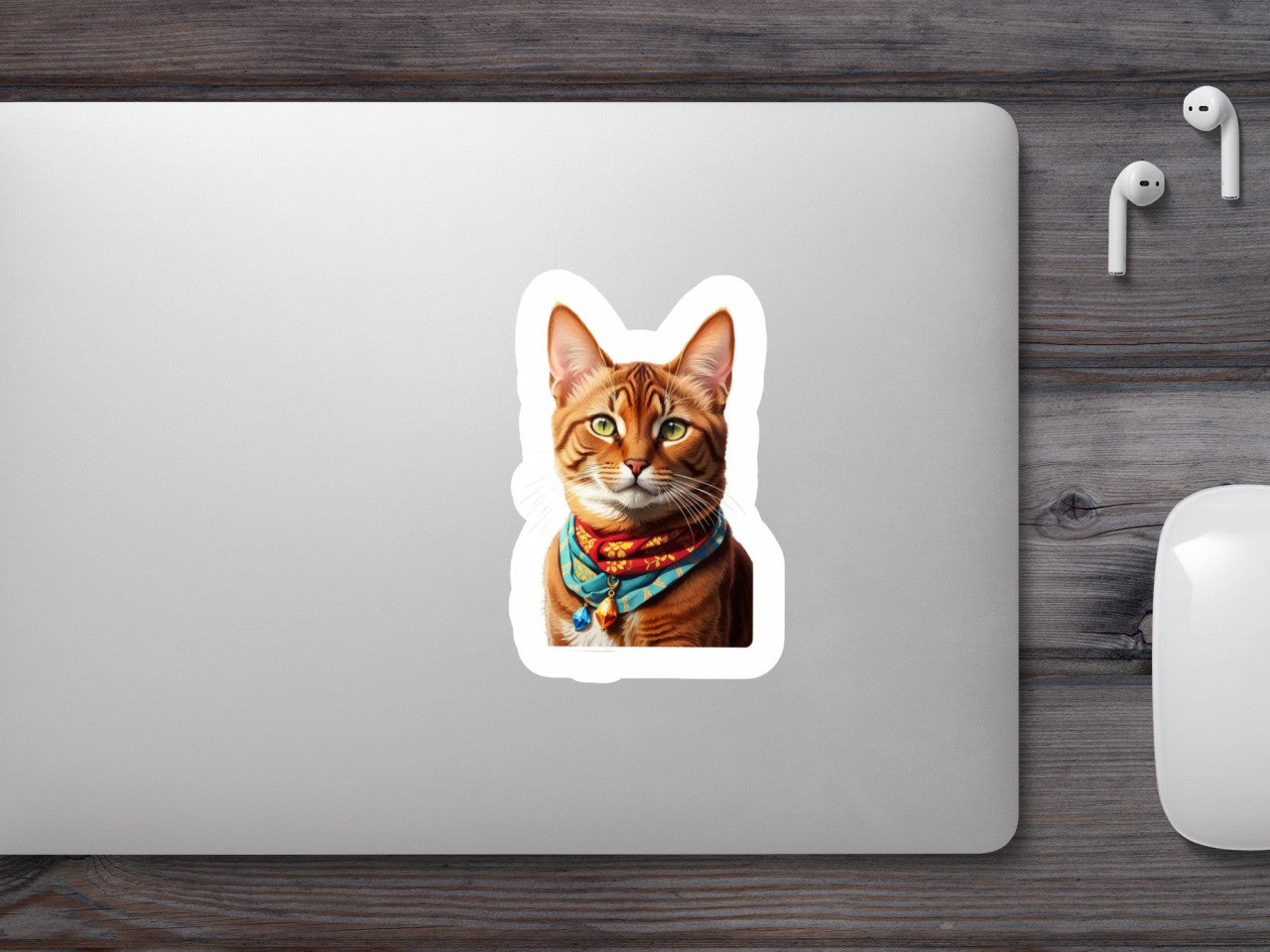 Set 3 bucati, Sticker decorativ, Pisica cu medalion, Rezistent la apa, NO242, 6 cm, Multicolor