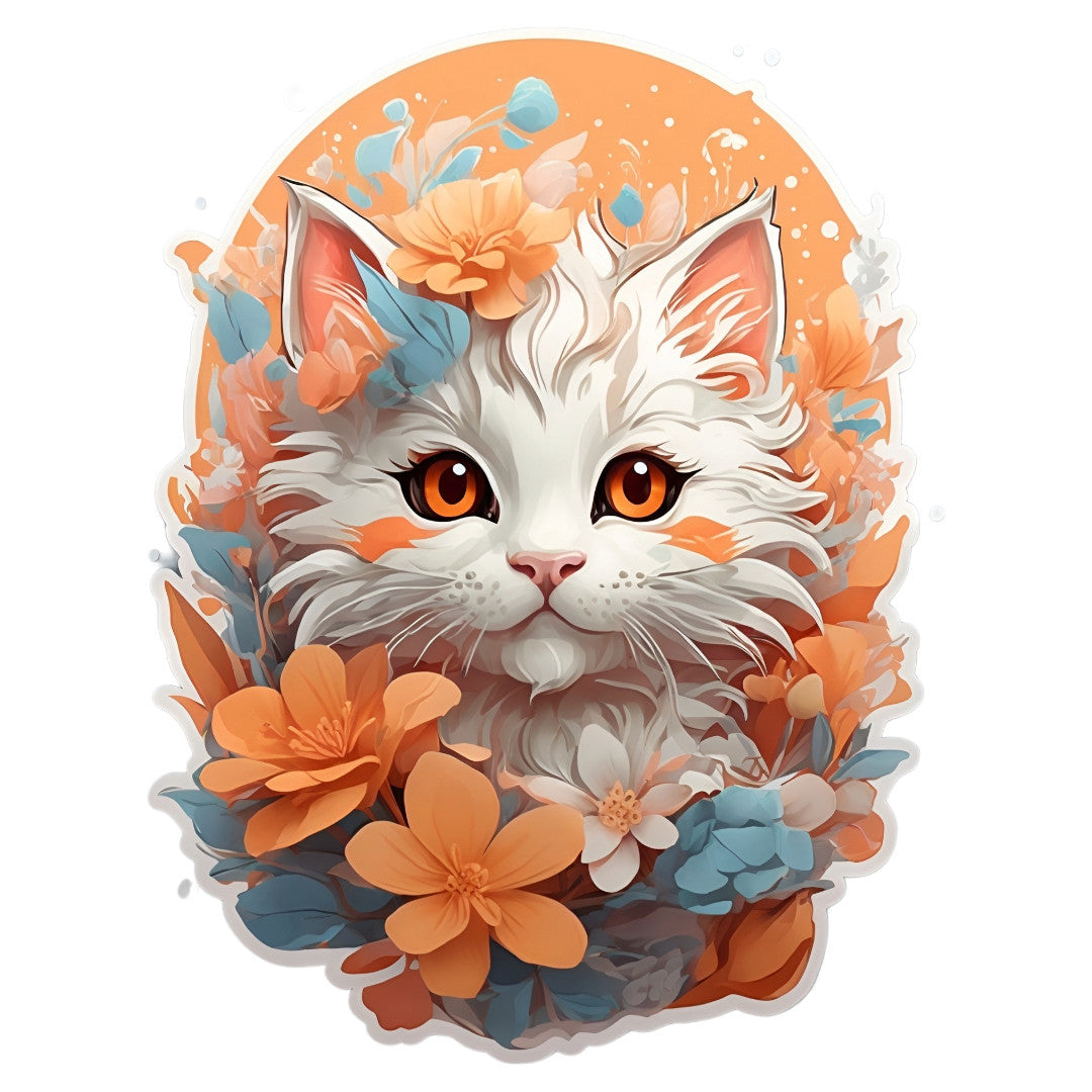 Set 3 bucati, Sticker decorativ, Pisica cu ochi migdalati, Rezistent la apa, NO1887, 6 cm, Multicolor