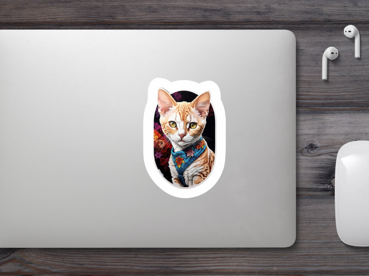 Set 3 bucati, Sticker decorativ, Pisica Devon rex, Rezistent la apa, NO475, 6 cm, Multicolor