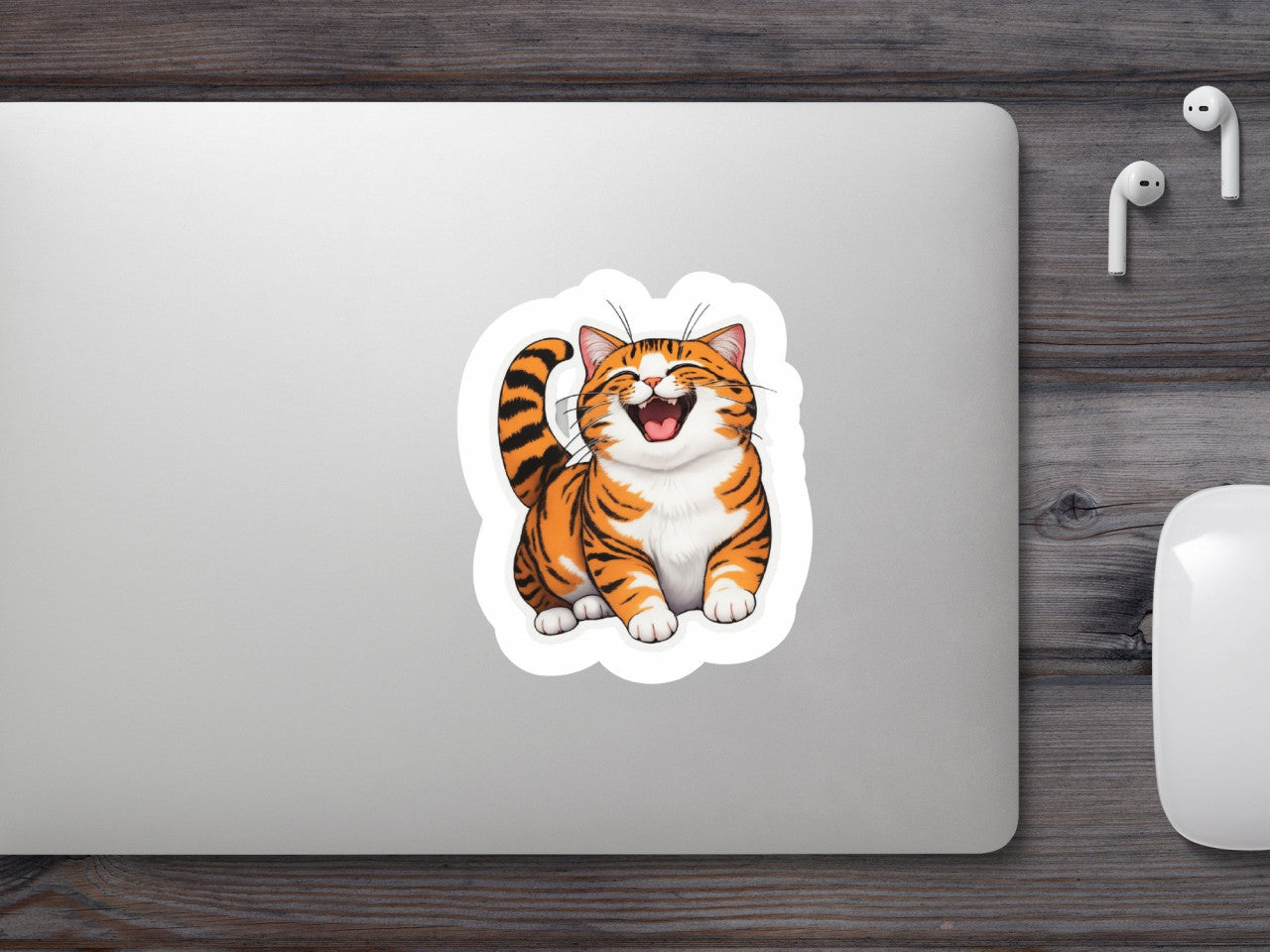 Set 3 bucati, Sticker decorativ, Pisica fericita, Rezistent la apa, NO1558, 6 cm, Multicolor