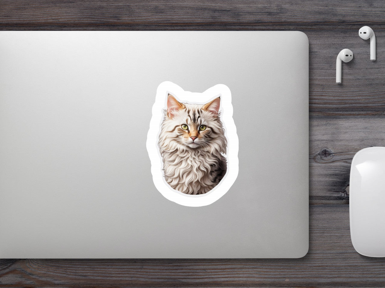 Set 3 bucati, Sticker decorativ, Pisica Laperm, Rezistent la apa, NO780, 6 cm, Multicolor