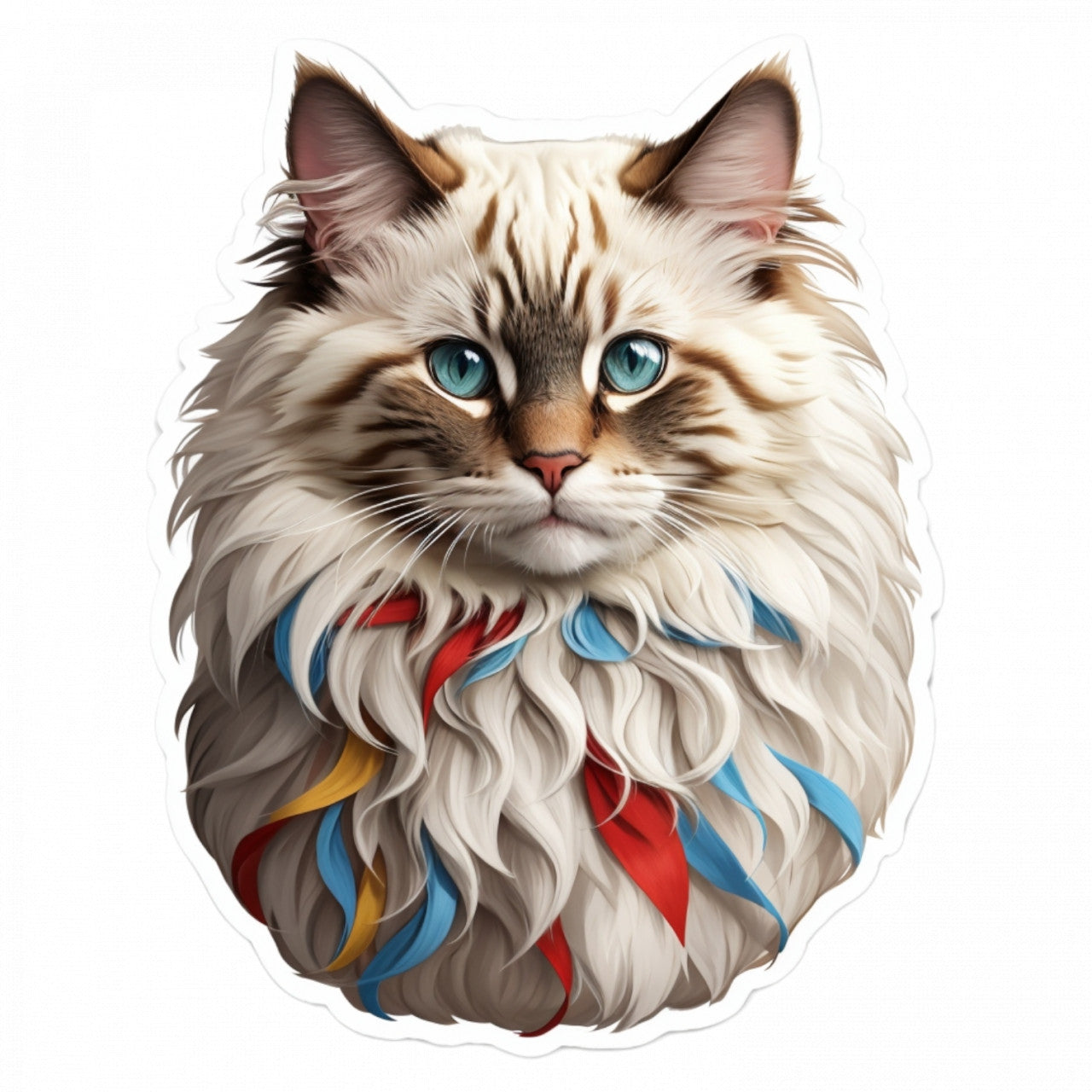 Set 3 bucati, Sticker decorativ, Pisica Ragamuffin, Rezistent la apa, NO1121, 6 cm, Multicolor