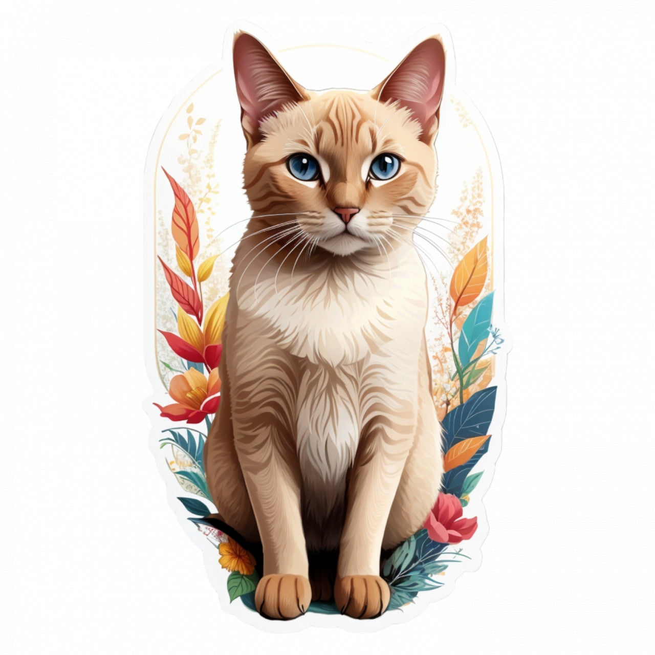 Set 3 bucati, Sticker decorativ, Pisica Tonkineza, Rezistent la apa, NO1311, 6 cm, Multicolor