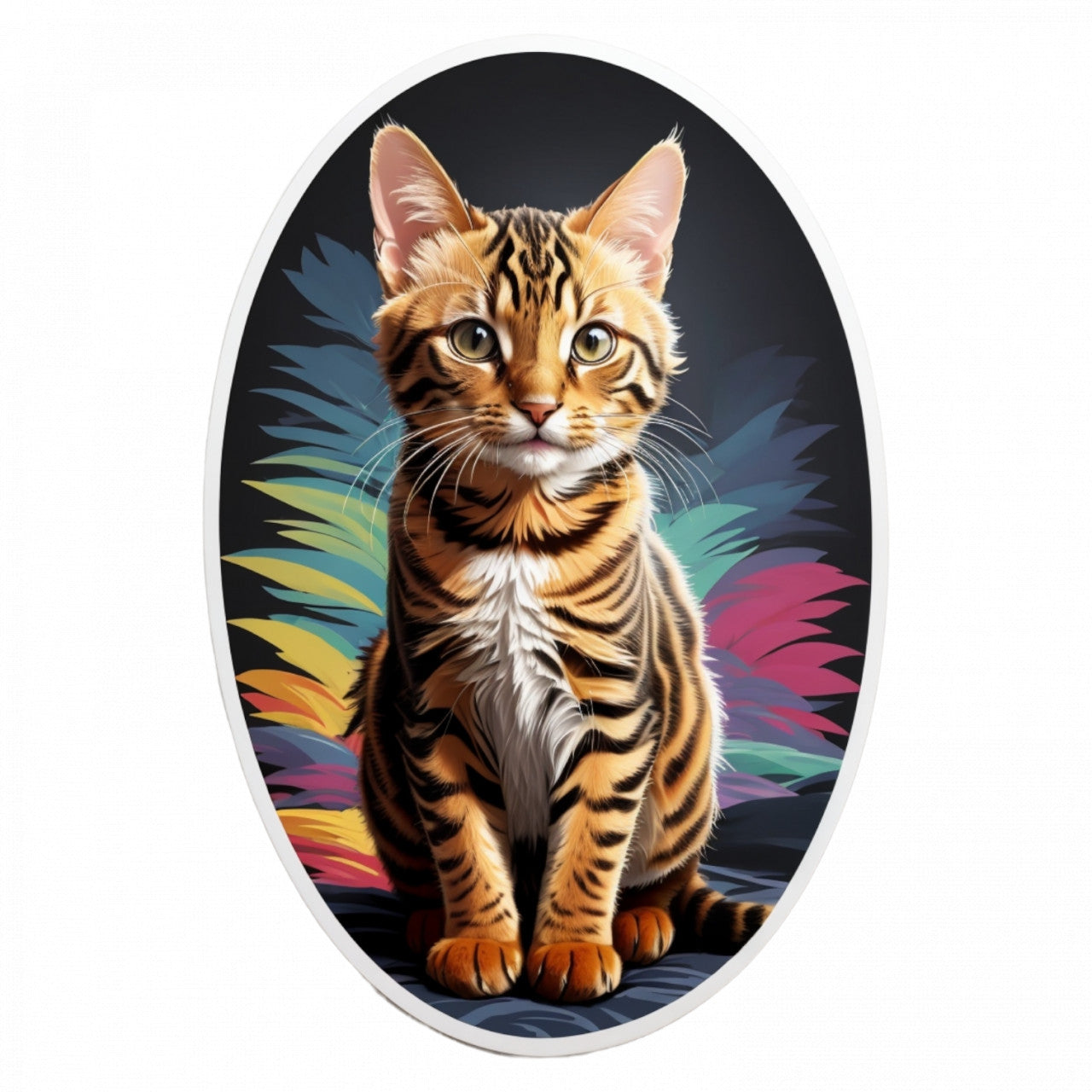 Set 3 bucati, Sticker decorativ, Pisica Toyger, Rezistent la apa, NO1315, 6 cm, Multicolor