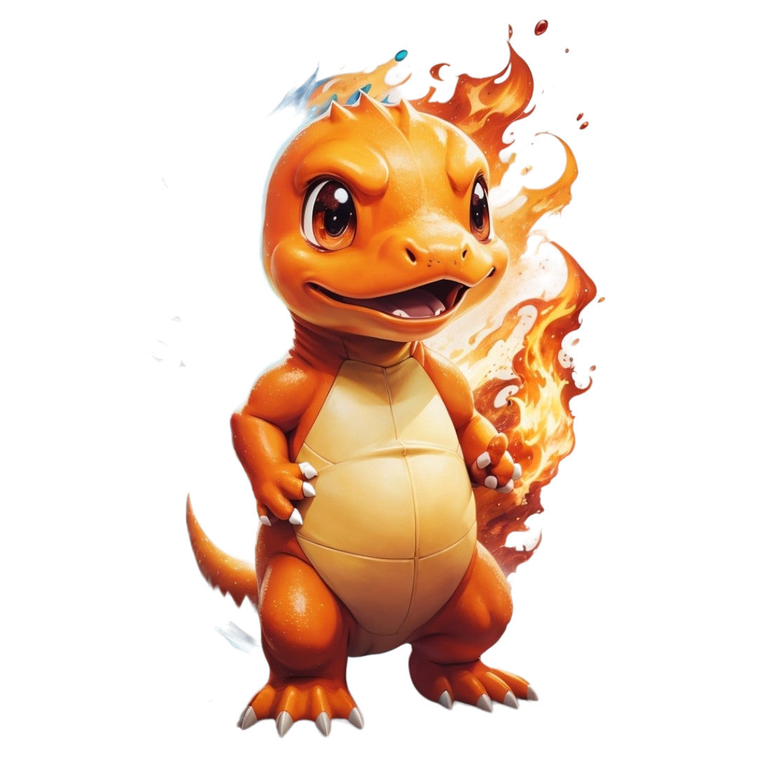 Set 3 bucati, Sticker decorativ, Pokemon Charmander, Rezistent la apa, NO2019, 6 cm, Multicolor