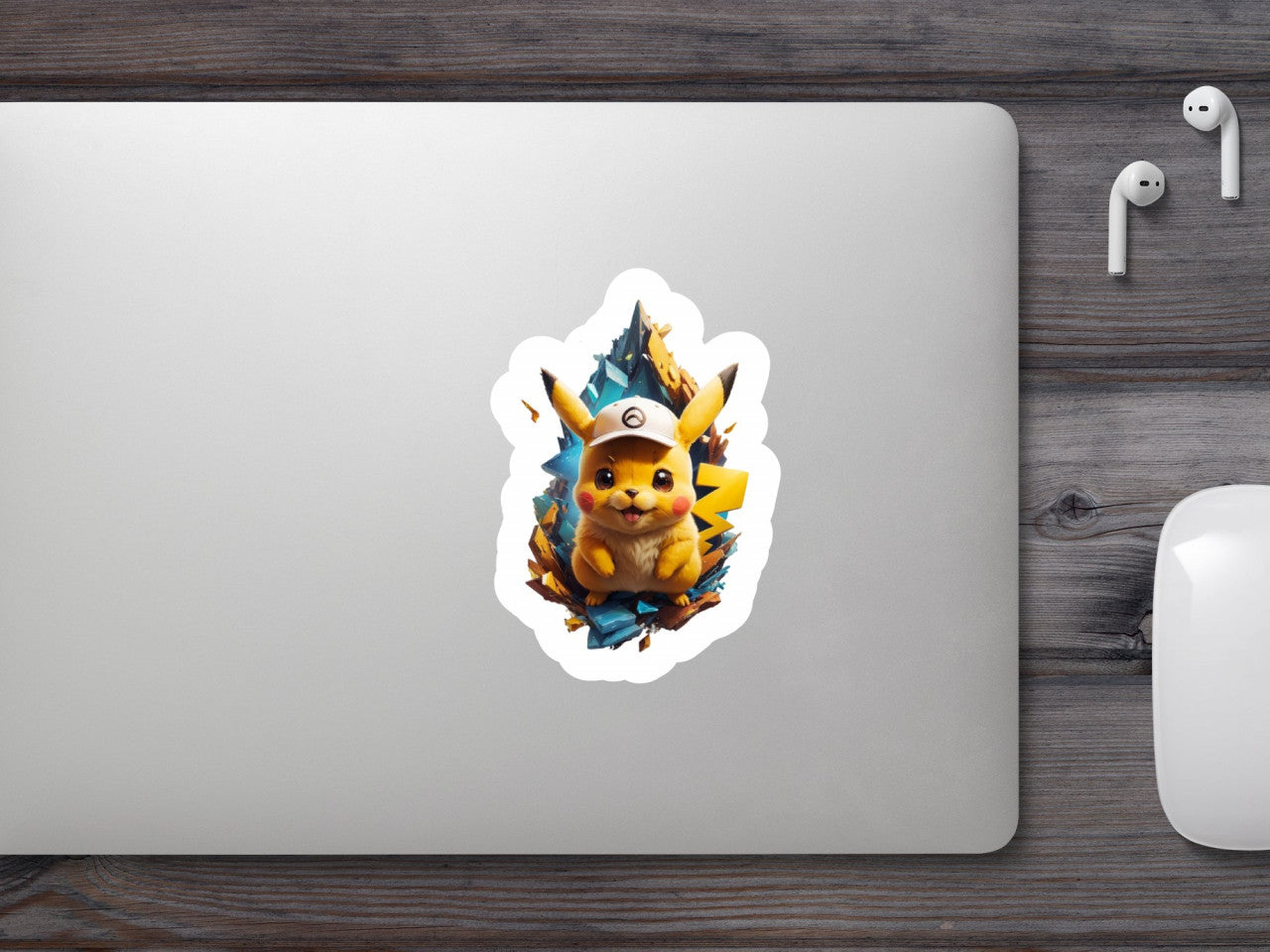 Set 3 bucati, Sticker decorativ, Pokemon Pikachu, Rezistent la apa, NO2141, 6 cm, Multicolor