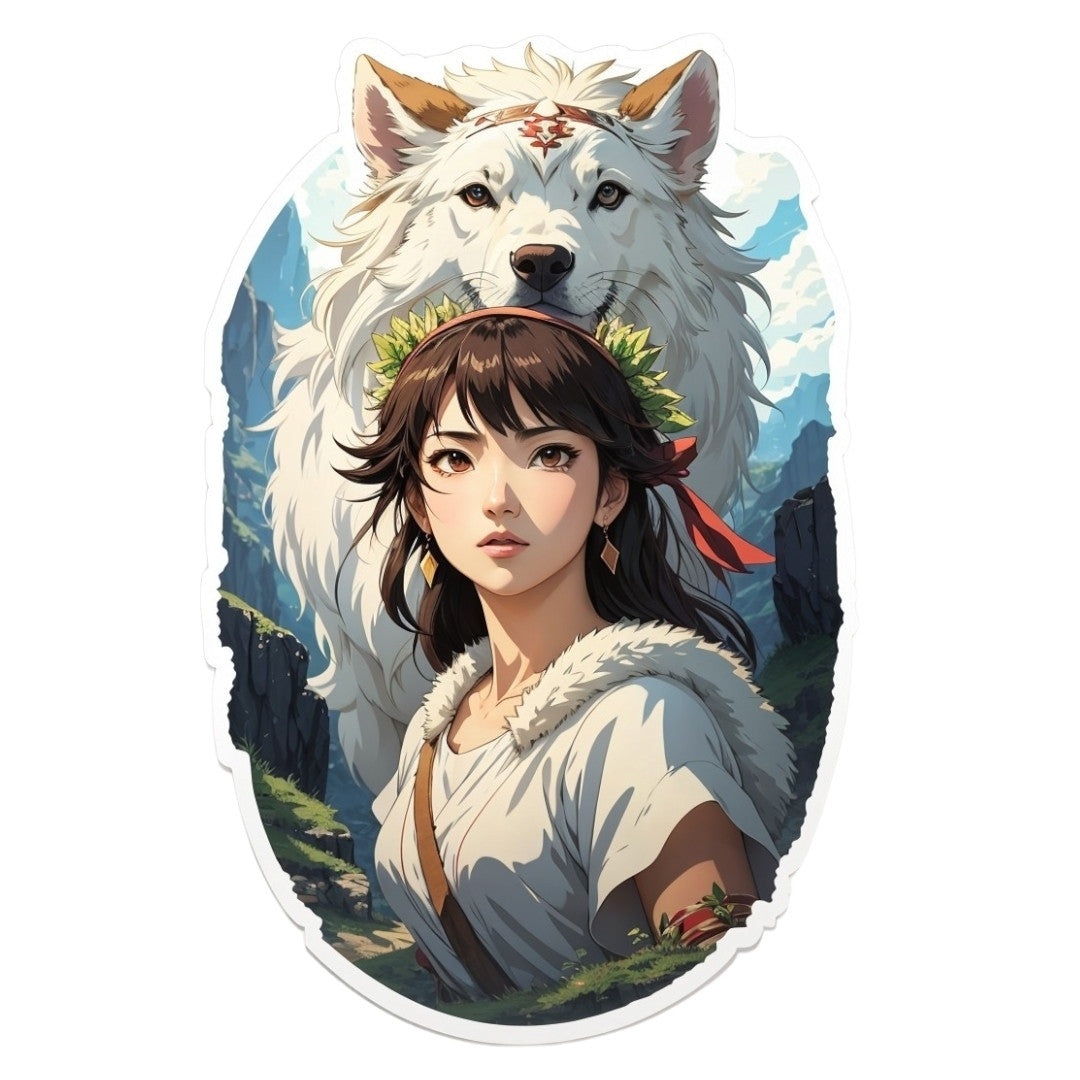 Set 3 bucati, Sticker decorativ, Printesa Mononoke , Rezistent la apa, NO2153, 6 cm, Multicolor