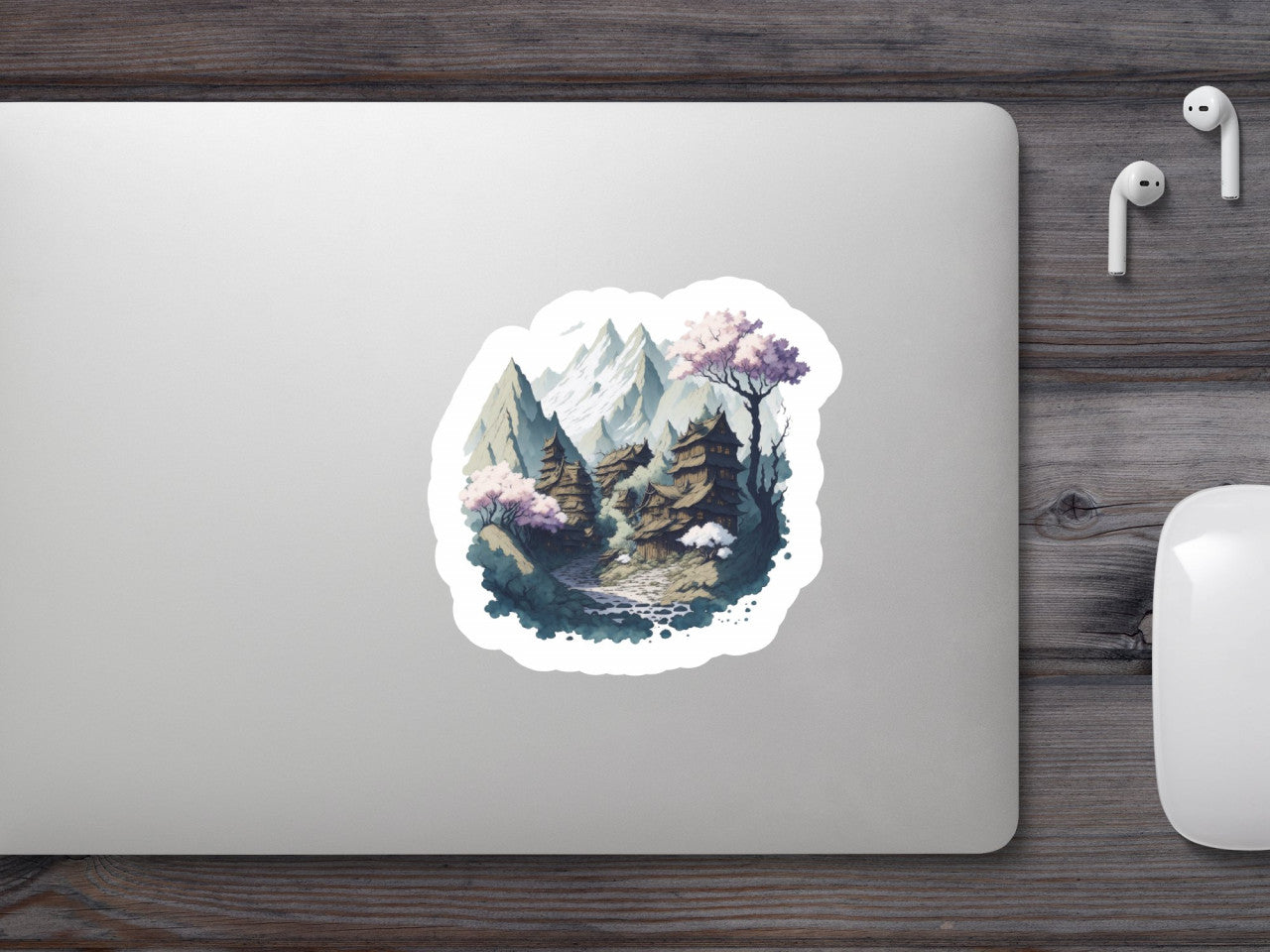 Set 3 bucati, Sticker decorativ, Sat de munte, Rezistent la apa, NO1565, 6 cm, Multicolor