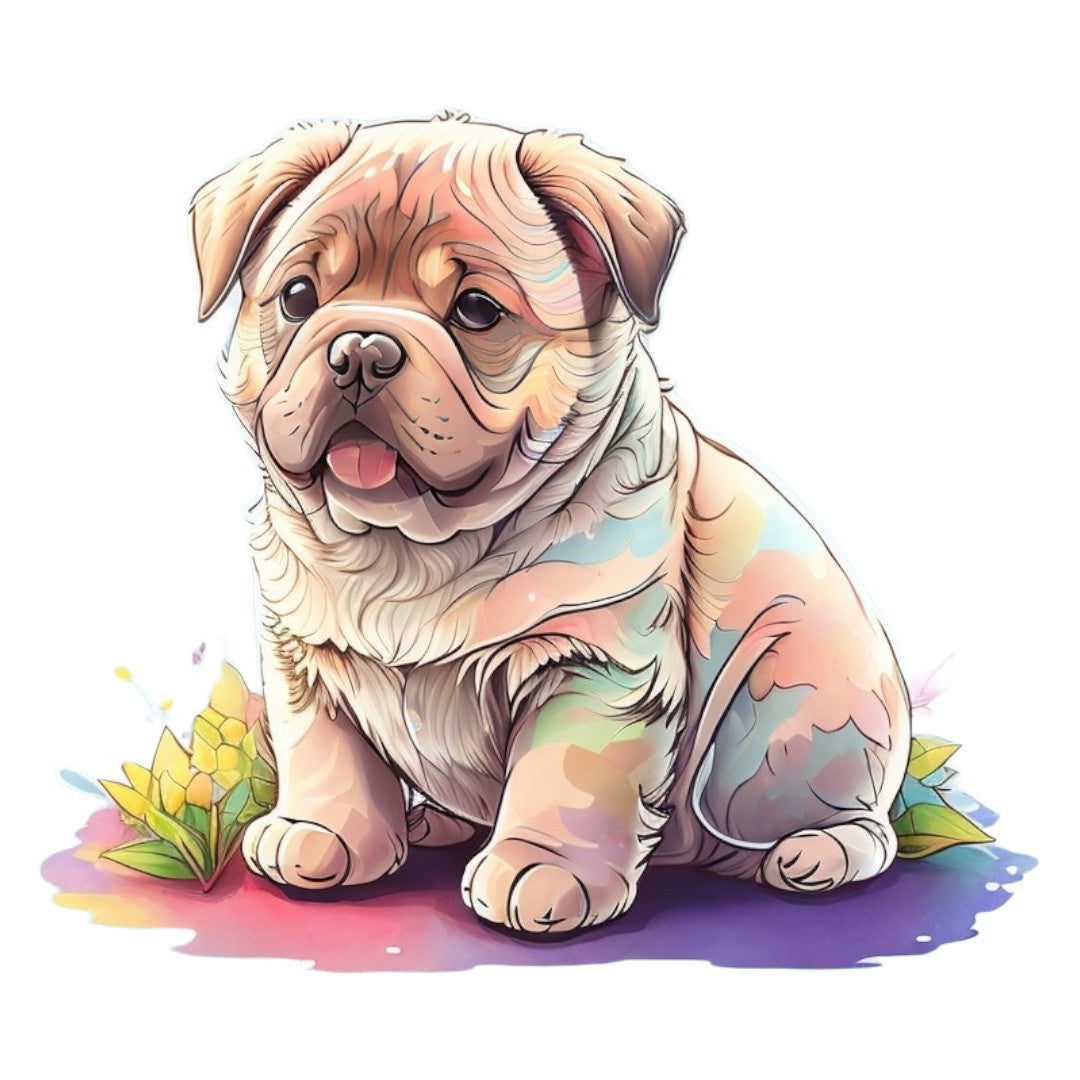 Set 3 bucati, Sticker decorativ, Shar Pei chinezesc, Rezistent la apa, NO2224, 6 cm, Multicolor