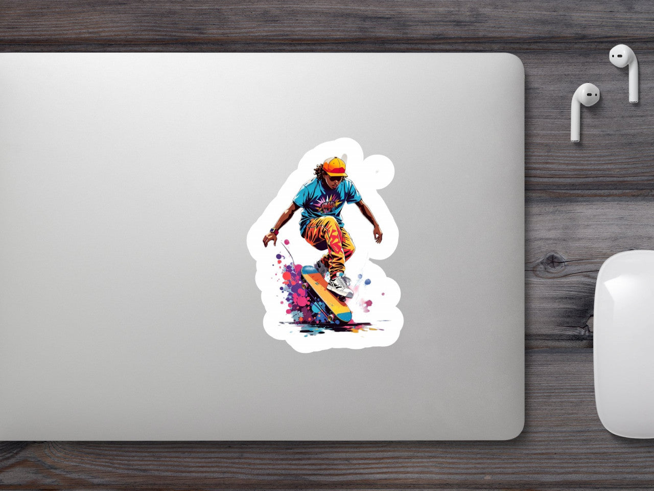 Set 3 bucati, Sticker decorativ, Skater cu sapca, Rezistent la apa, NO1933, 6 cm, Multicolor