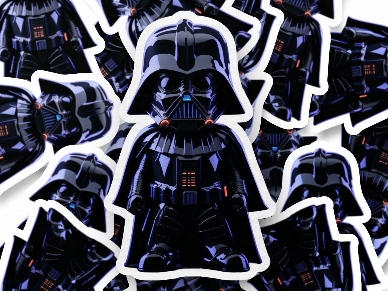 Set 3 bucati, Sticker decorativ, Star Wars Darth Vader, Rezistent la apa, NO1438, 6 cm, Multicolor