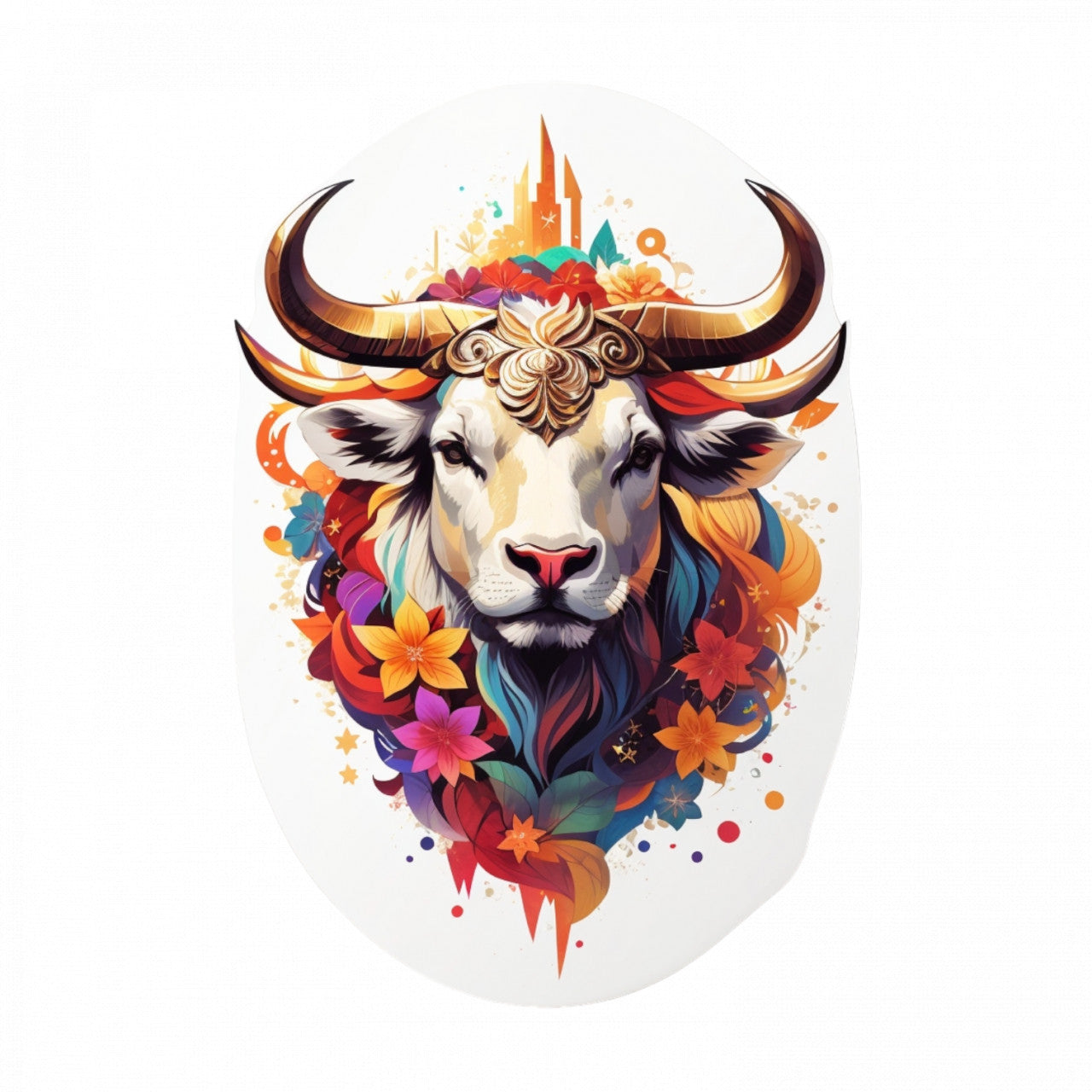 Set 3 bucati, Sticker decorativ, Taur simbol zodia taur, Rezistent la apa, NO1286, 6 cm, Multicolor