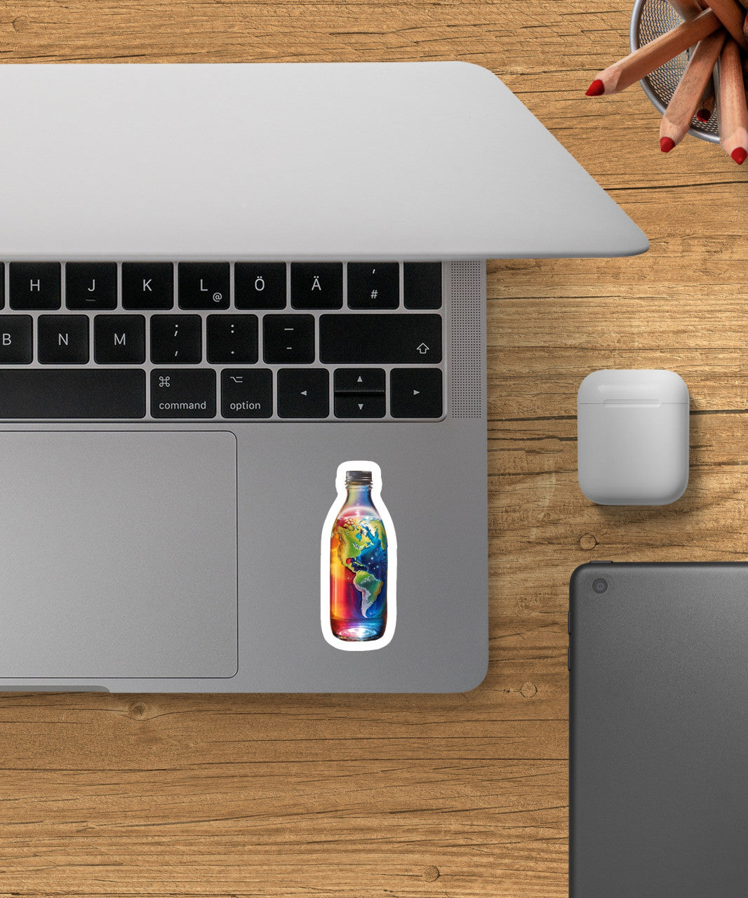 Set 3 bucati, Sticker decorativ, Toata lumea intr-o sticla, Rezistent la apa, NO1500, 6 cm, Multicolor