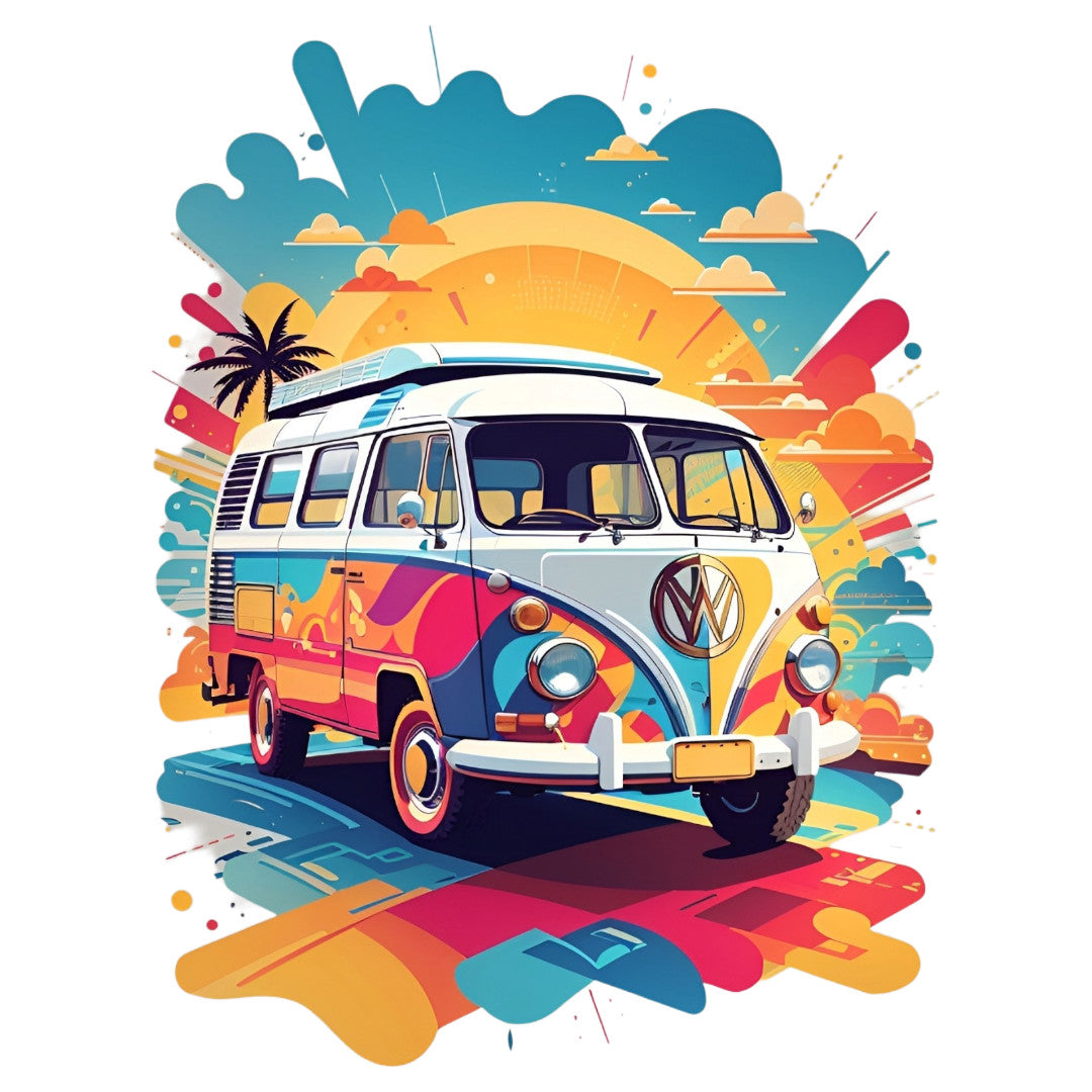 Set 3 bucati, Sticker decorativ, Van rulota , Rezistent la apa, NO1483, 6 cm, Multicolor