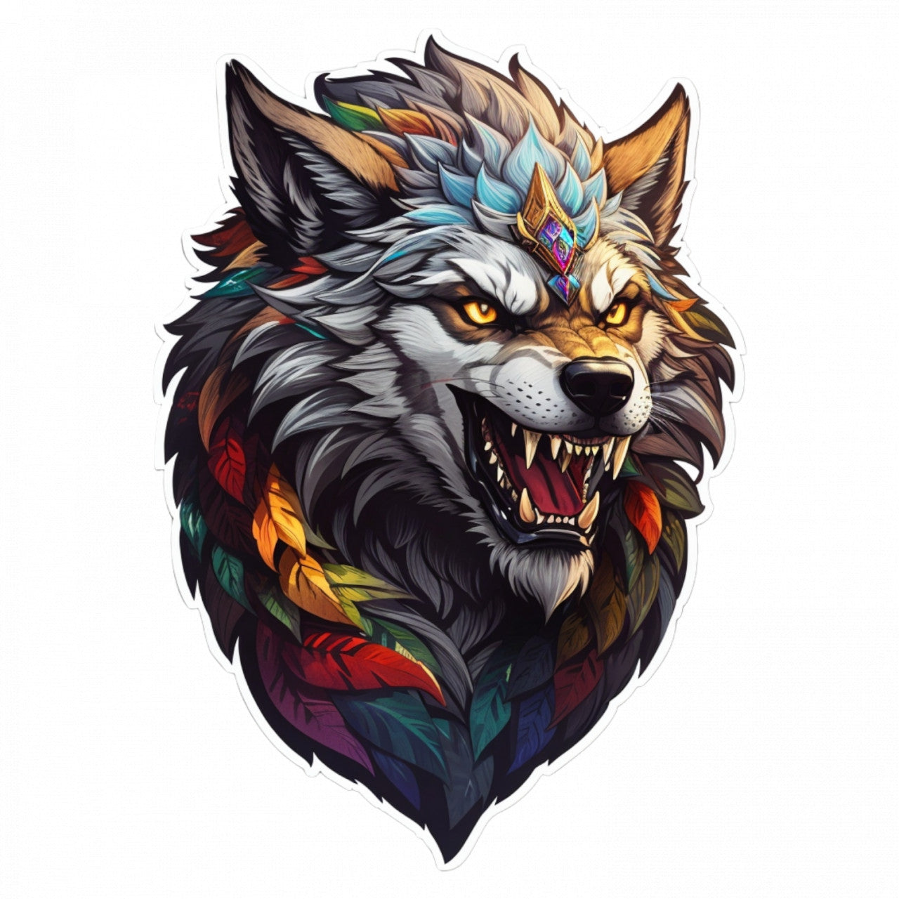 Set 3 bucati, Sticker decorativ, Varcolac cu colti, Rezistent la apa, NO1367, 6 cm, Multicolor