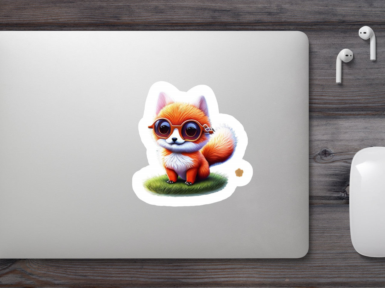 Set 3 bucati, Sticker decorativ, Vulpita cu ochelari, Rezistent la apa, NO2335, 6 cm, Multicolor