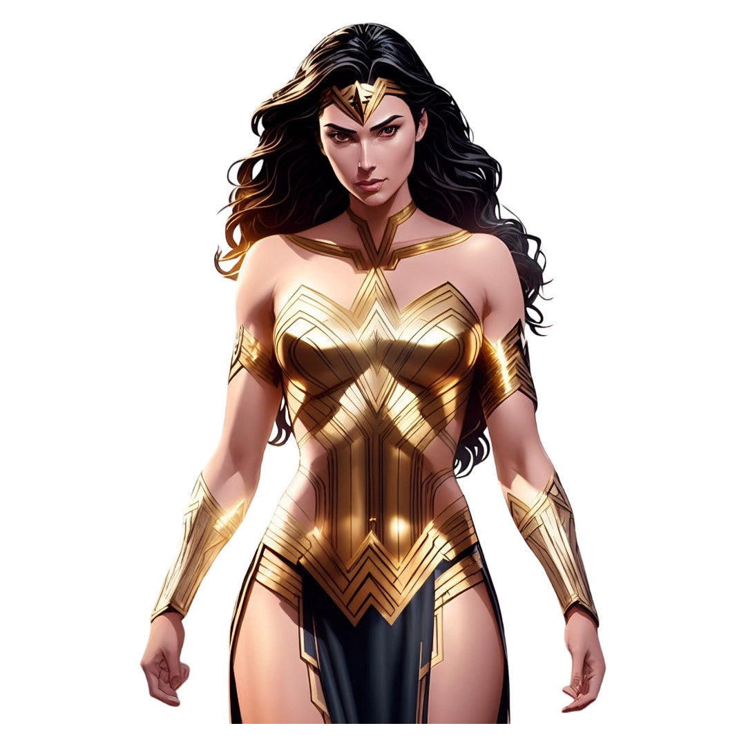 Set 3 bucati, Sticker decorativ, Wonder Woman, Rezistent la apa, NO1561, 6 cm, Multicolor