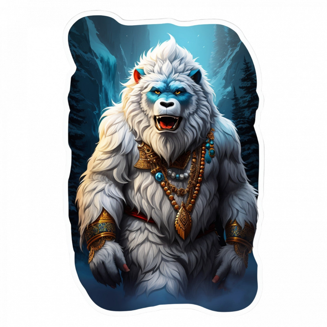 Set 3 bucati, Sticker decorativ, Yeti cu margele, Rezistent la apa, NO1392, 6 cm, Multicolor