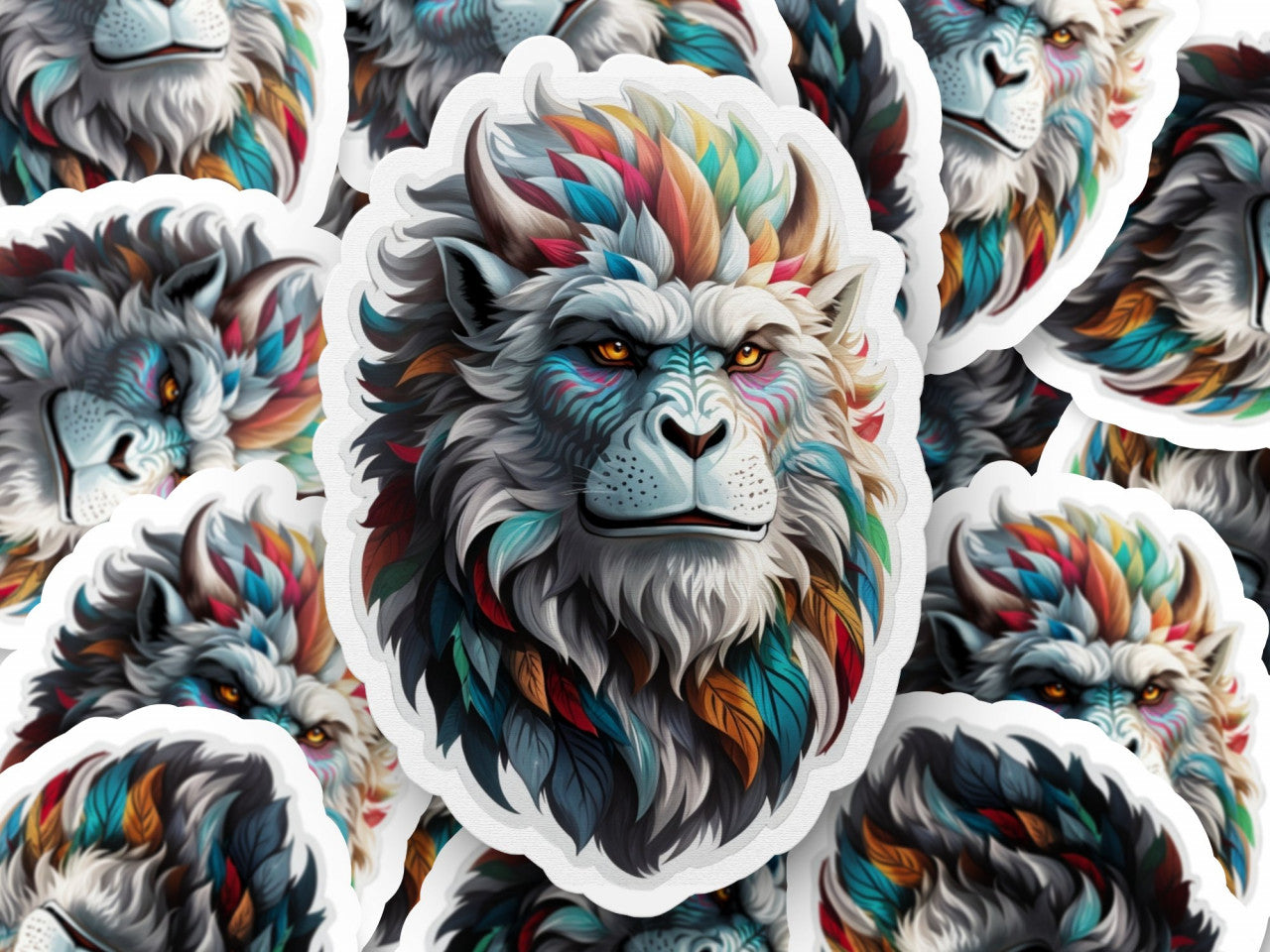 Set 3 bucati, Sticker decorativ, Yeti personaj mitologic, Rezistent la apa, NO1390, 6 cm, Multicolor