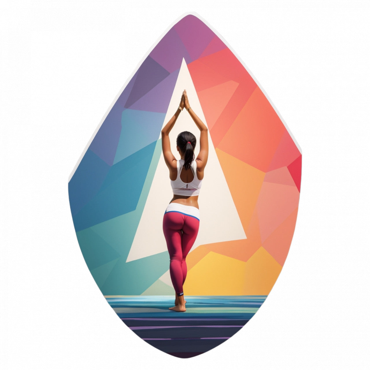 Set 3 bucati, Sticker decorativ, Yoga pozitia triunghi, Rezistent la apa, NO1319, 6 cm, Multicolor