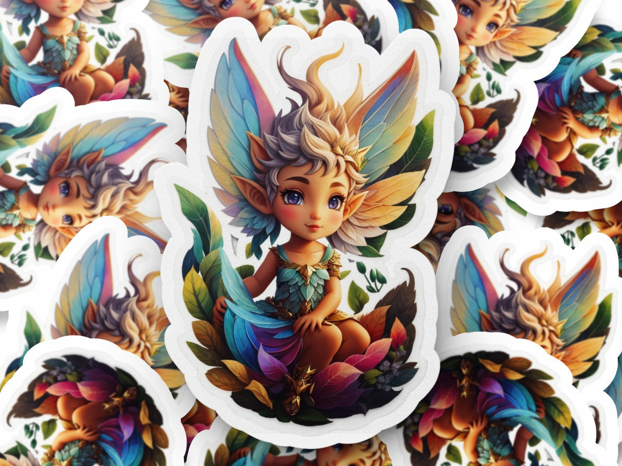 Set 3 bucati, Sticker decorativ, Zana Pixie personaj mitologic , Rezistent la apa, NO1078, 6 cm, Multicolor