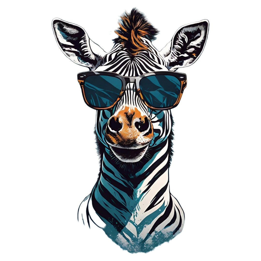 Set 3 bucati, Sticker decorativ, Zebra cu ochelari, Rezistent la apa, NO1980, 6 cm, Multicolor