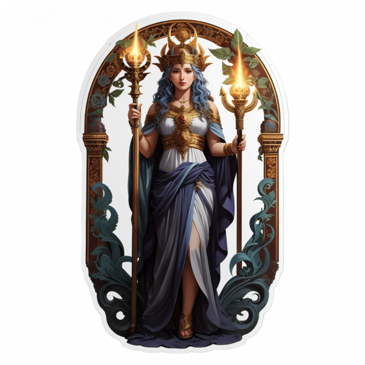 Set 3 bucati, Sticker decorativ, Zeita Hecate, Rezistent la apa, NO685, 6 cm, Multicolor