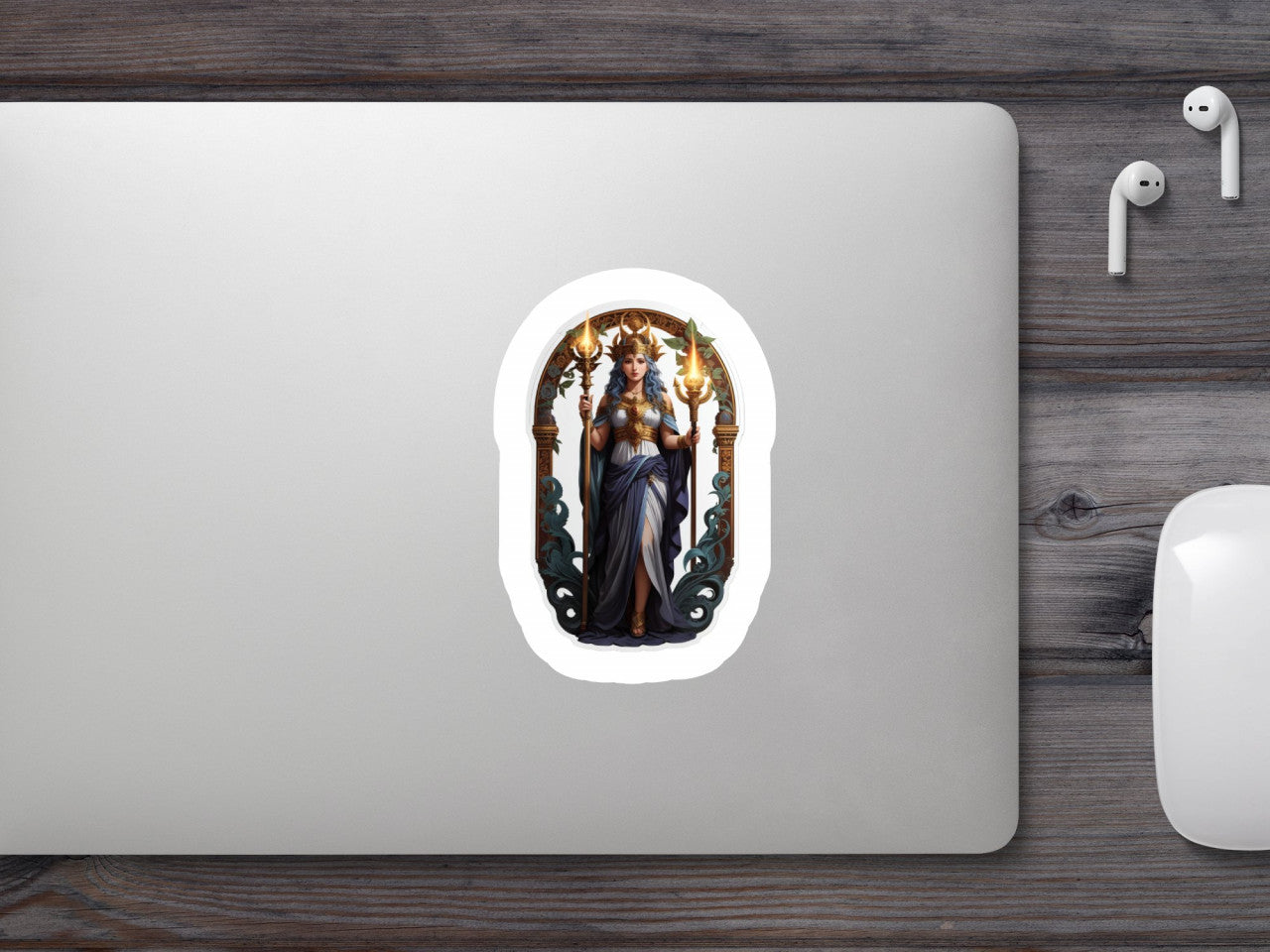 Set 3 bucati, Sticker decorativ, Zeita Hecate, Rezistent la apa, NO685, 6 cm, Multicolor