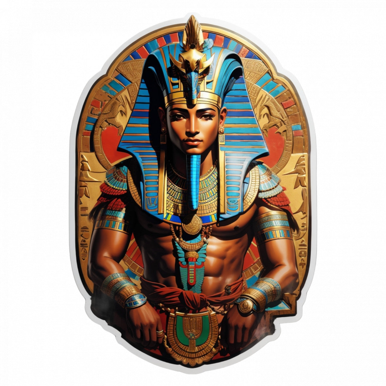 Set 3 bucati, Sticker decorativ, Zeu egiptean Khonsu, Rezistent la apa, NO767, 6 cm, Multicolor