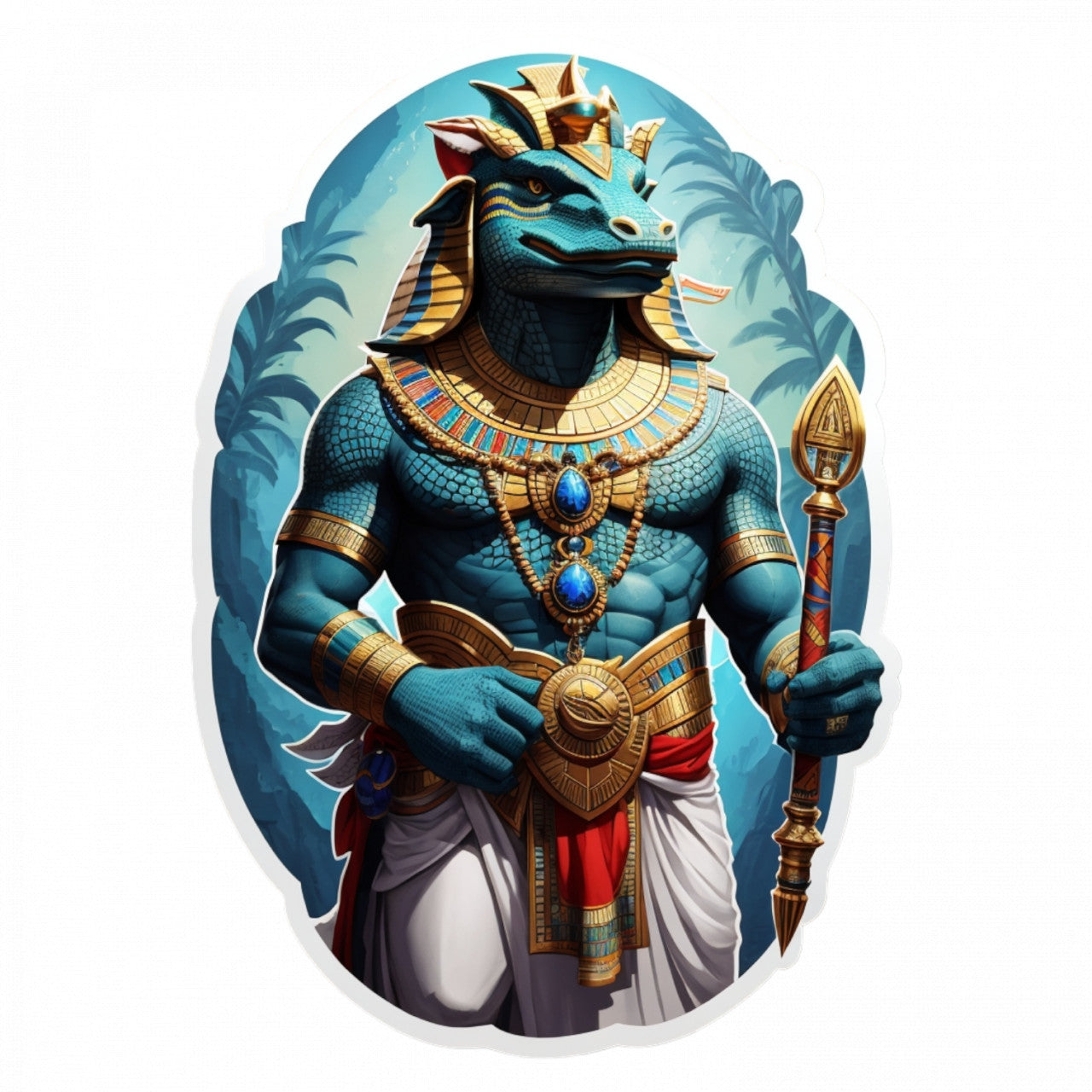 Set 3 bucati, Sticker decorativ, Zeu egiptean Sobek, Rezistent la apa, NO1247, 6 cm, Multicolor