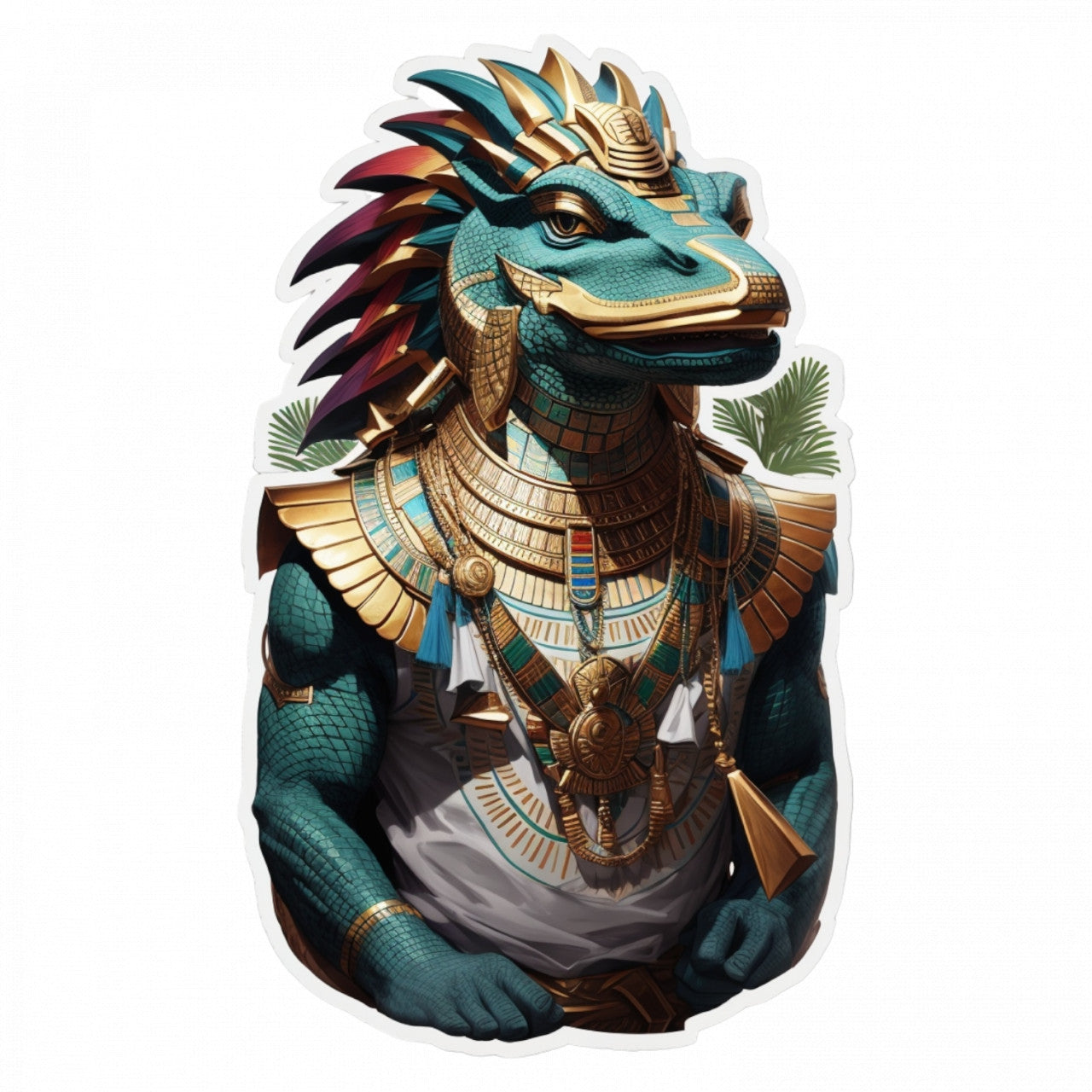 Set 3 bucati, Sticker decorativ, Zeu egiptean Sobek, Rezistent la apa, NO1248, 6 cm, Multicolor