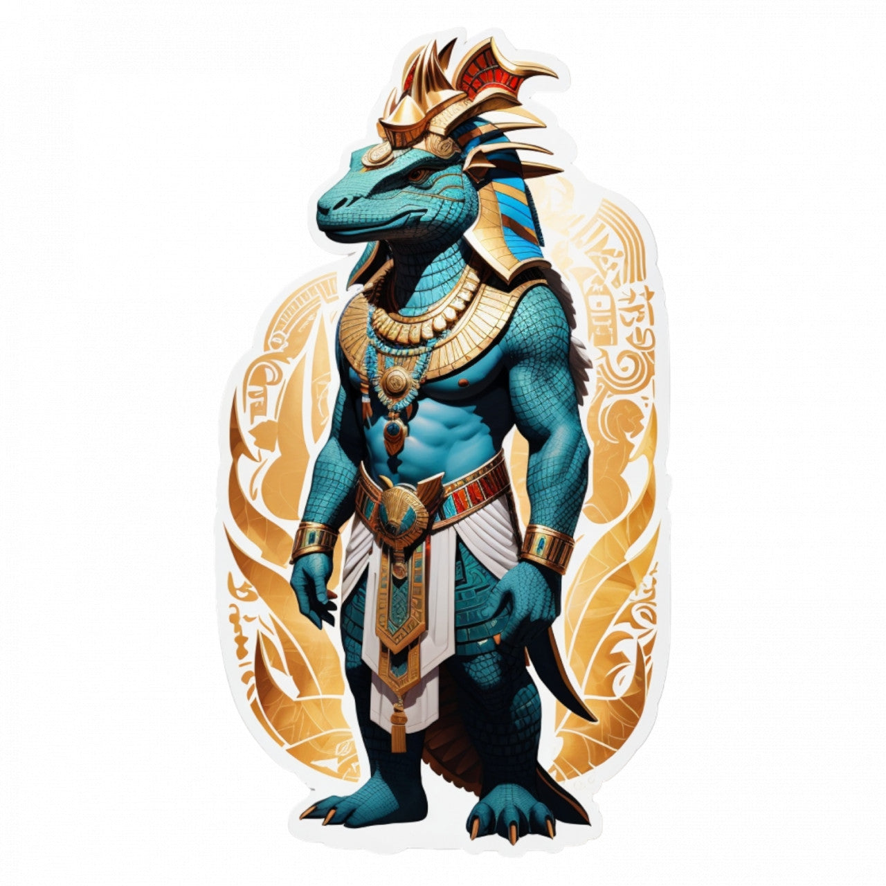 Set 3 bucati, Sticker decorativ, Zeu egiptean Sobek, Rezistent la apa, NO1249, 6 cm, Multicolor