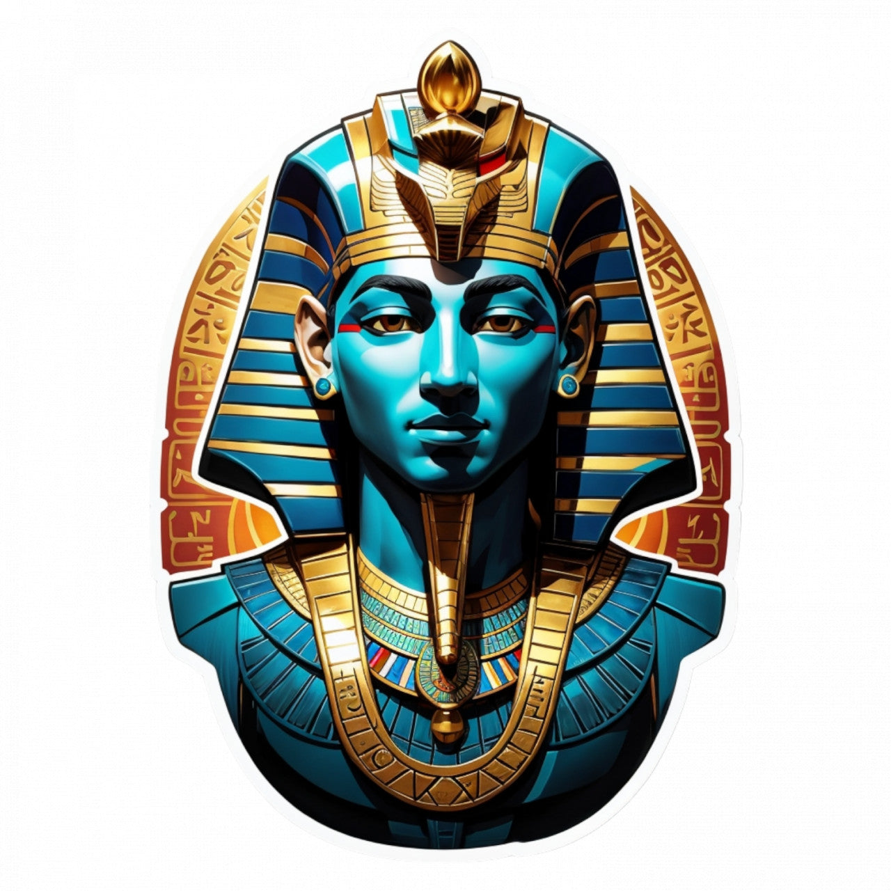 Set 3 bucati, Sticker decorativ, Zeul egiptean Ammon sarcofag , Rezistent la apa, NO195, 6 cm, Multicolor