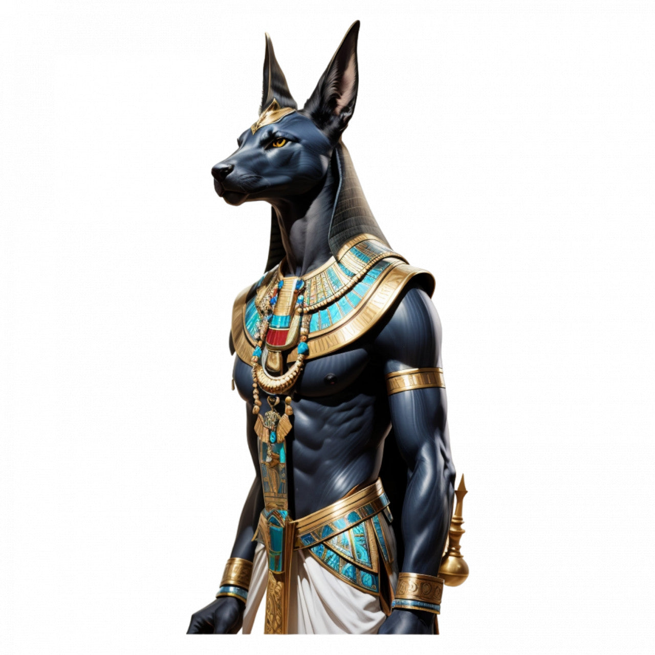 Set 3 bucati, Sticker decorativ, Zeul egiptean Anubis ceramica, Rezistent la apa, NO171, 6 cm, Multicolor