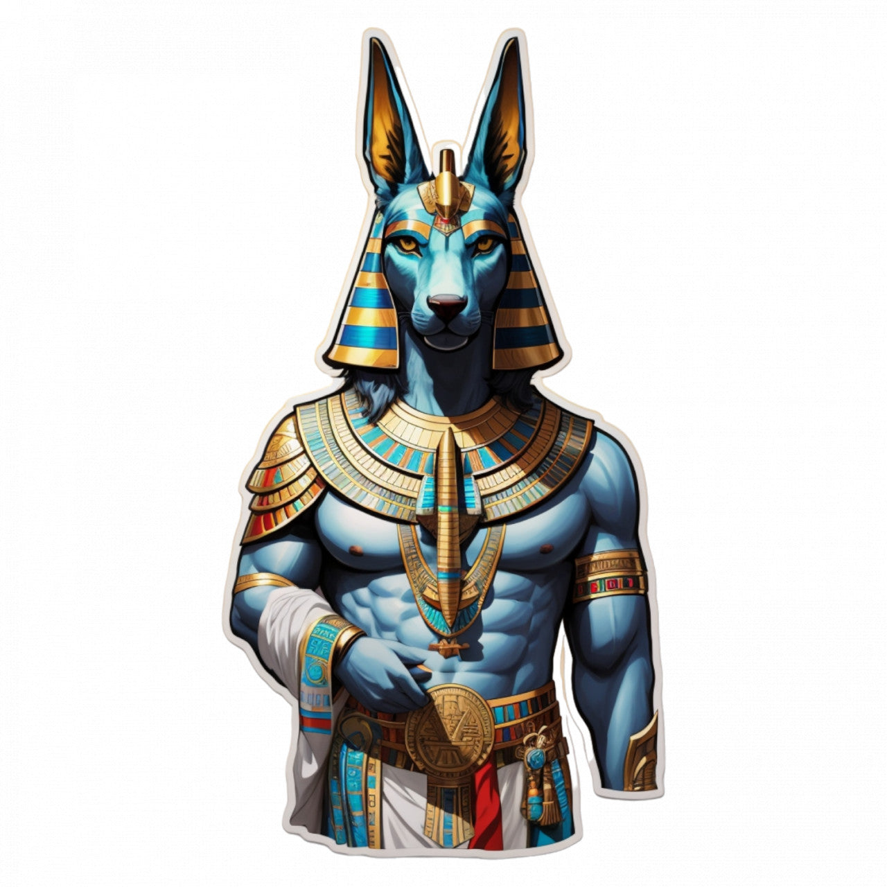 Set 3 bucati, Sticker decorativ, Zeul egiptean Anubis, Rezistent la apa, NO172, 6 cm, Multicolor