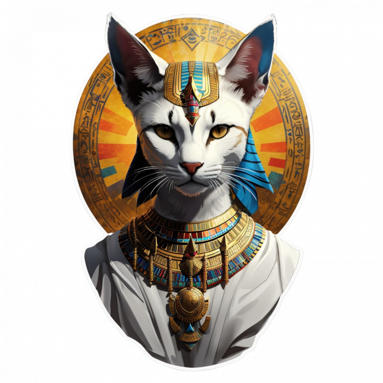 Set 3 bucati, Sticker decorativ, Zeul egiptean Bastet, Rezistent la apa, NO74, 6 cm, Multicolor